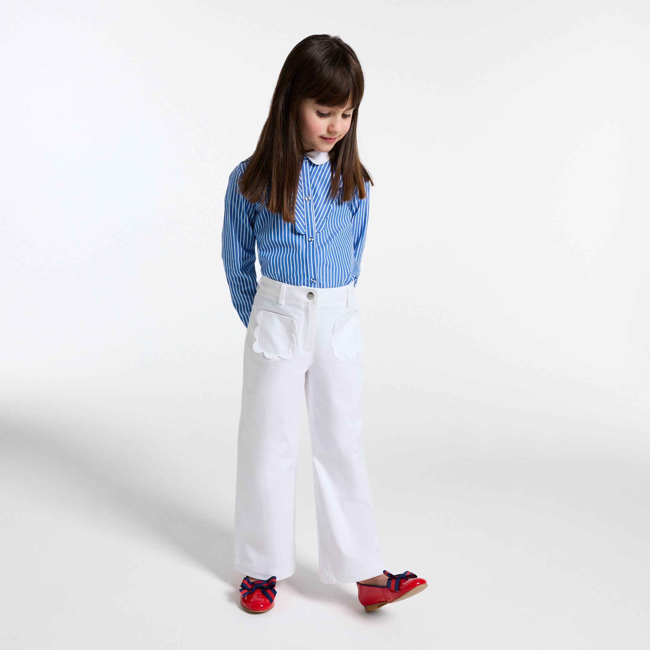 Girl wide-leg twill trousers