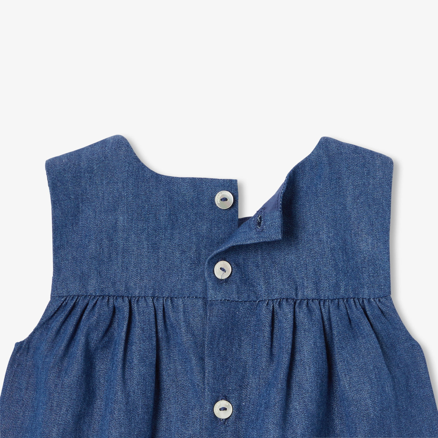 Baby girl pinafore dress in lightweight denim