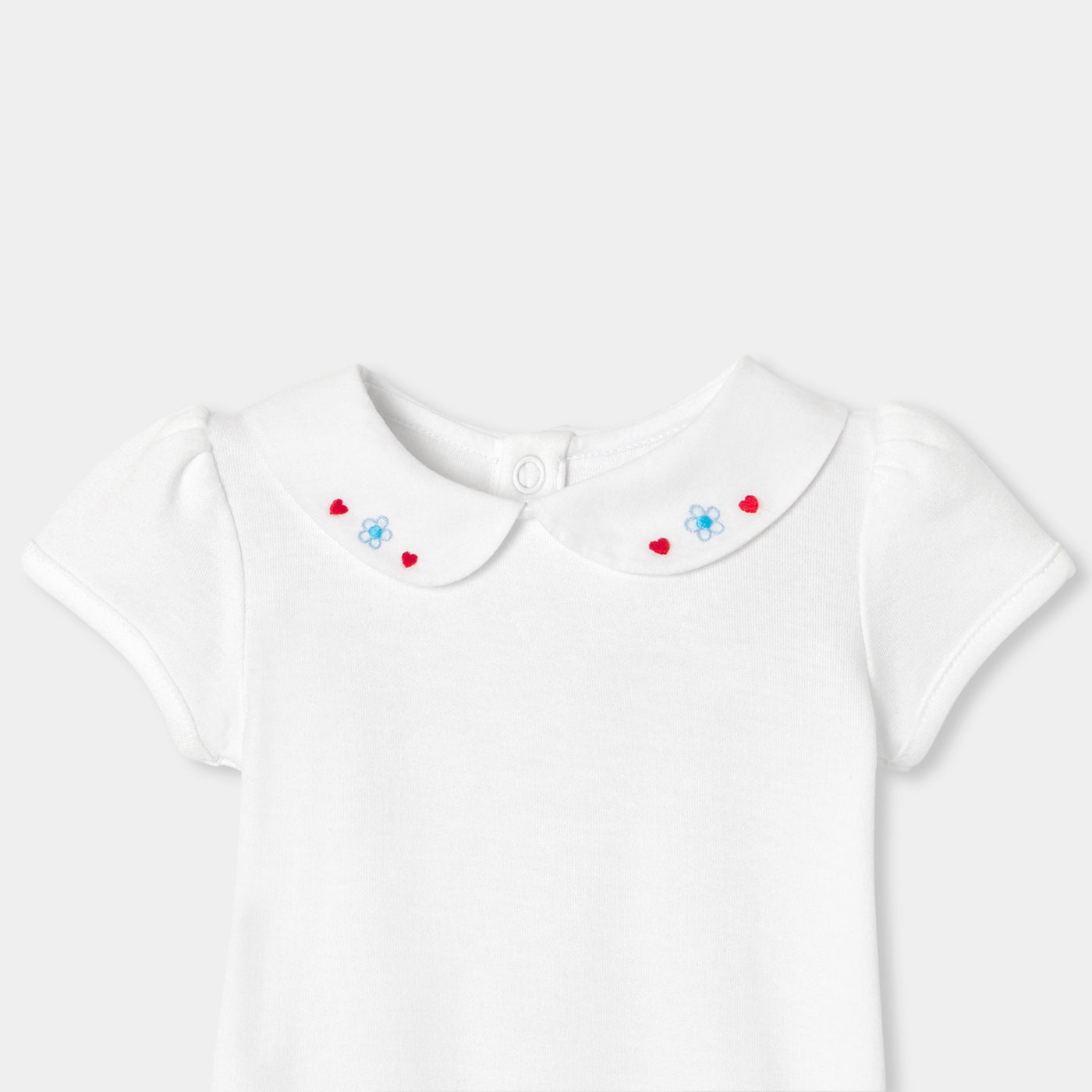 Baby girl short-sleeved interlock cotton bodysuit