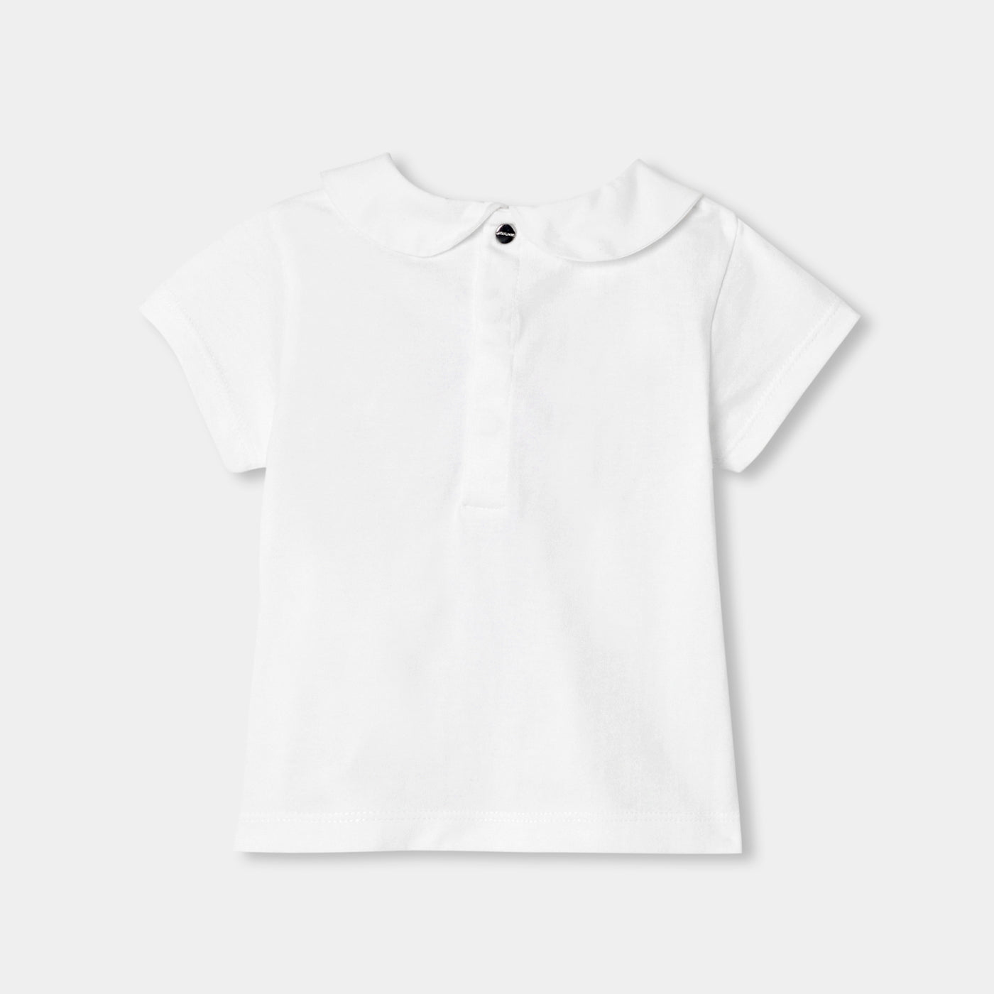 Baby girl cotton T-shirt with Peter Pan collar