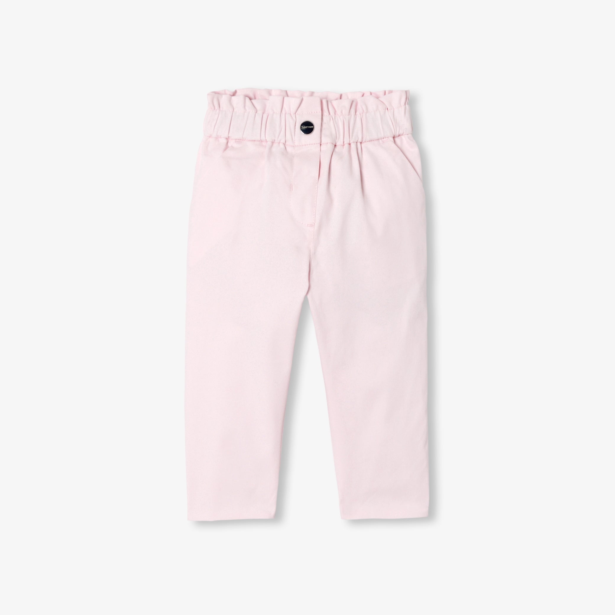 Baby girl paper bag trousers in cotton satin