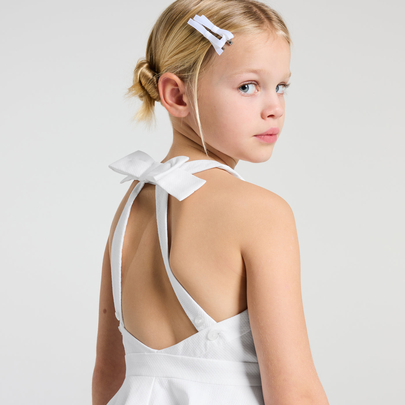 Girl ceremony dress in honeycomb cotton