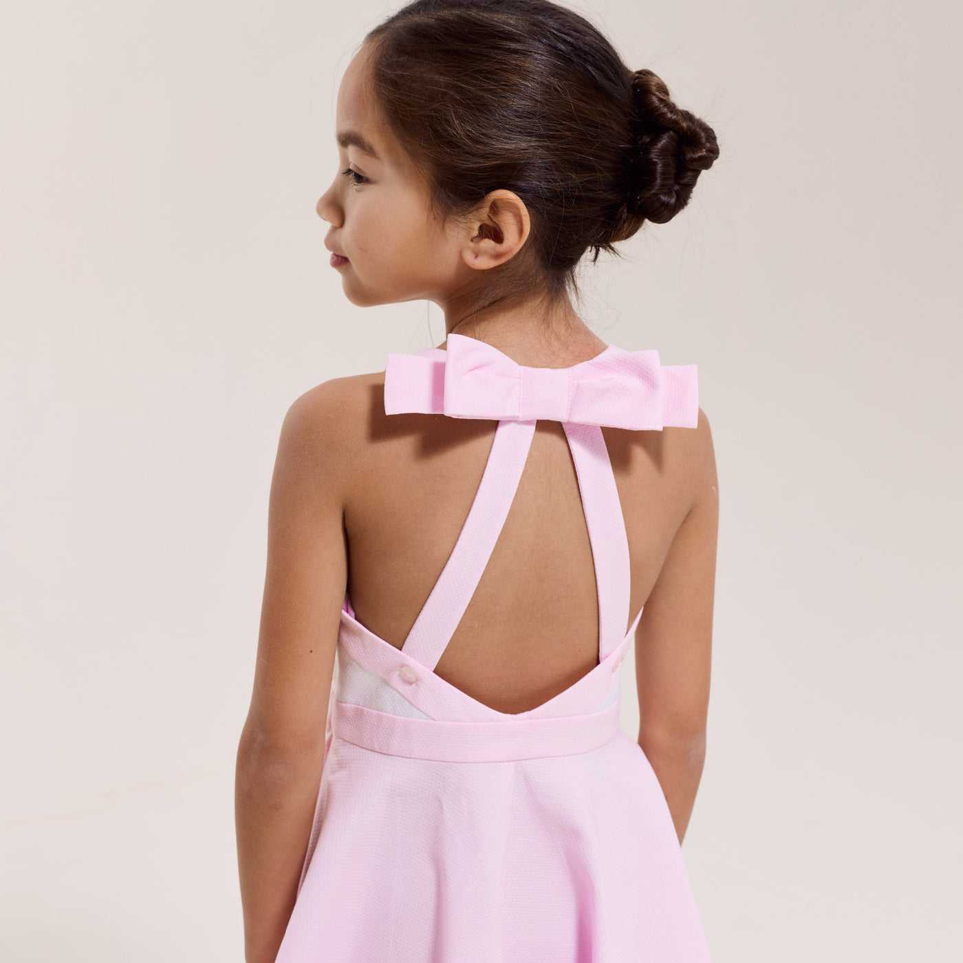 Girl ceremony dress in honeycomb cotton