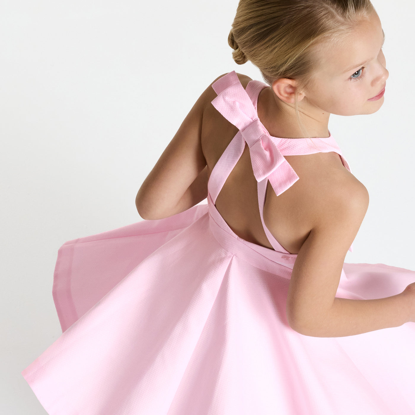 Girl ceremony dress in honeycomb cotton