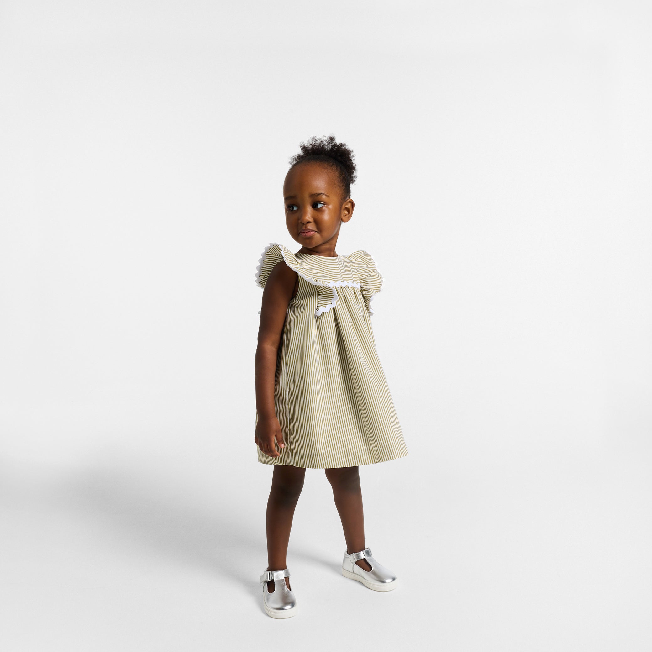 Baby girl dress in striped poplin