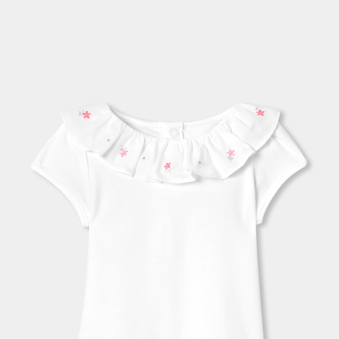 Baby girl short-sleeved interlock cotton bodysuit