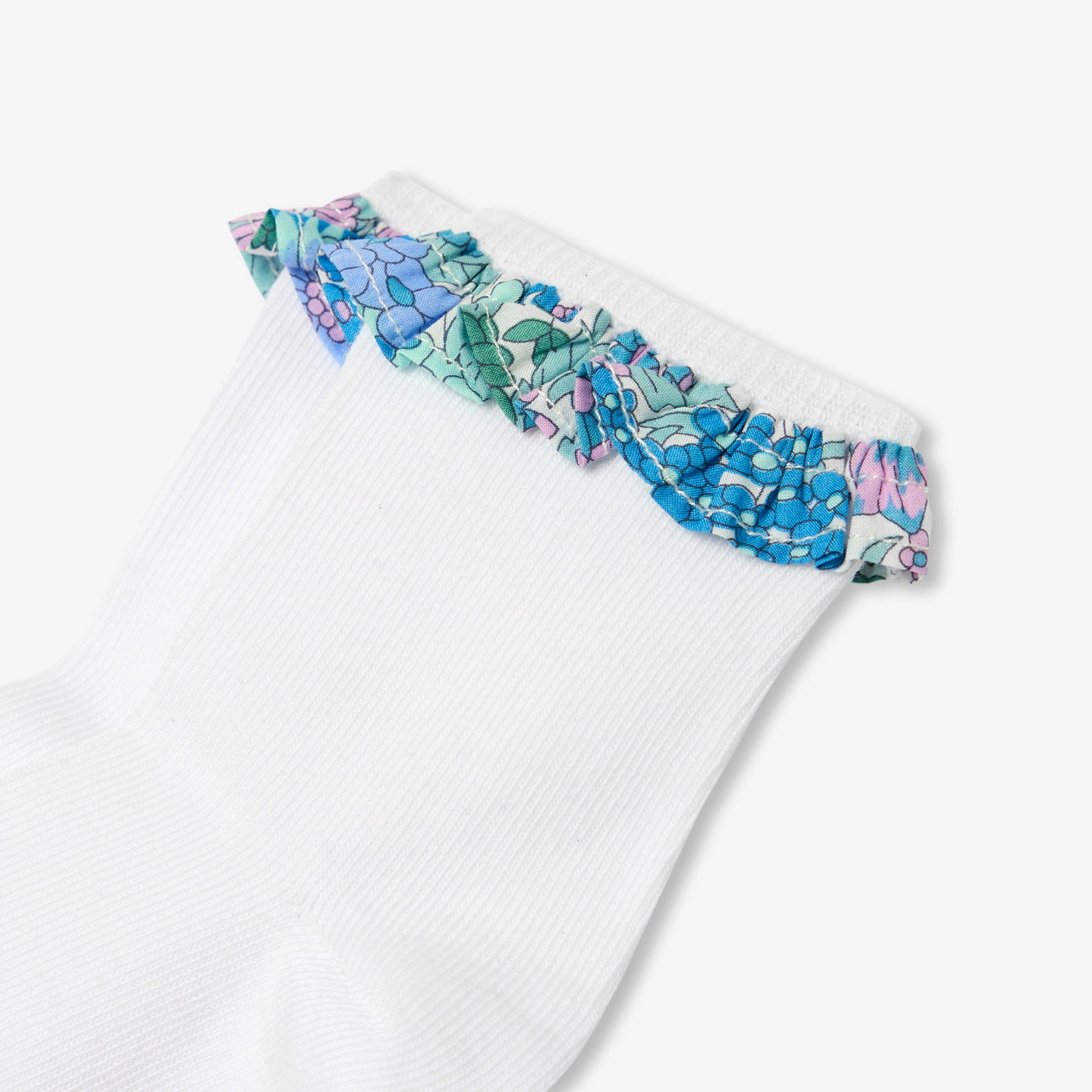 Girl socks with Liberty fabric ruffles