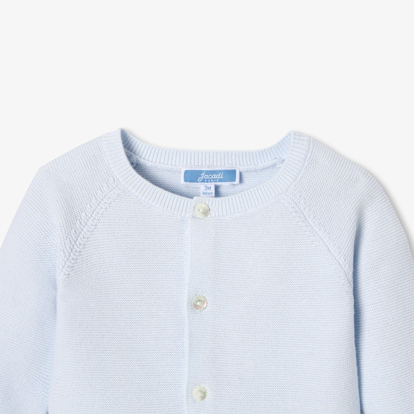 Baby cardigan in garter stitch cotton