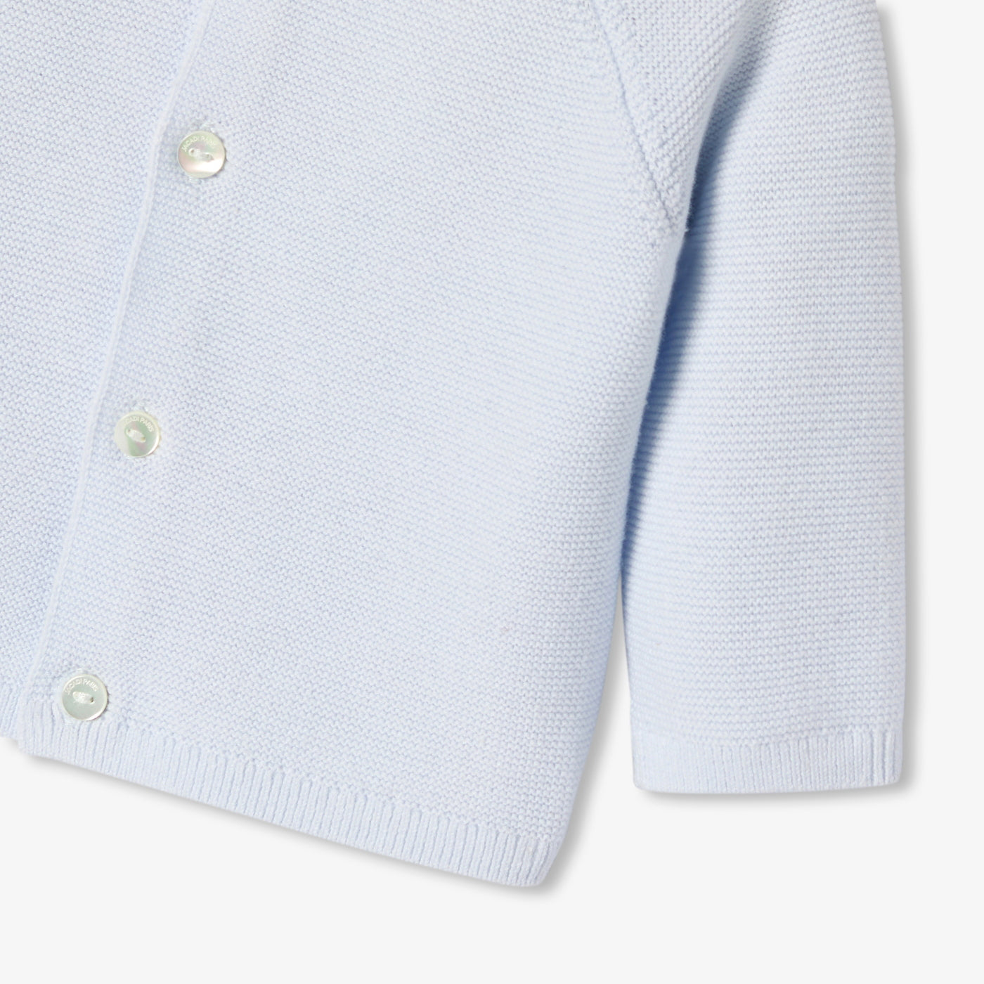 Baby cardigan in garter stitch cotton