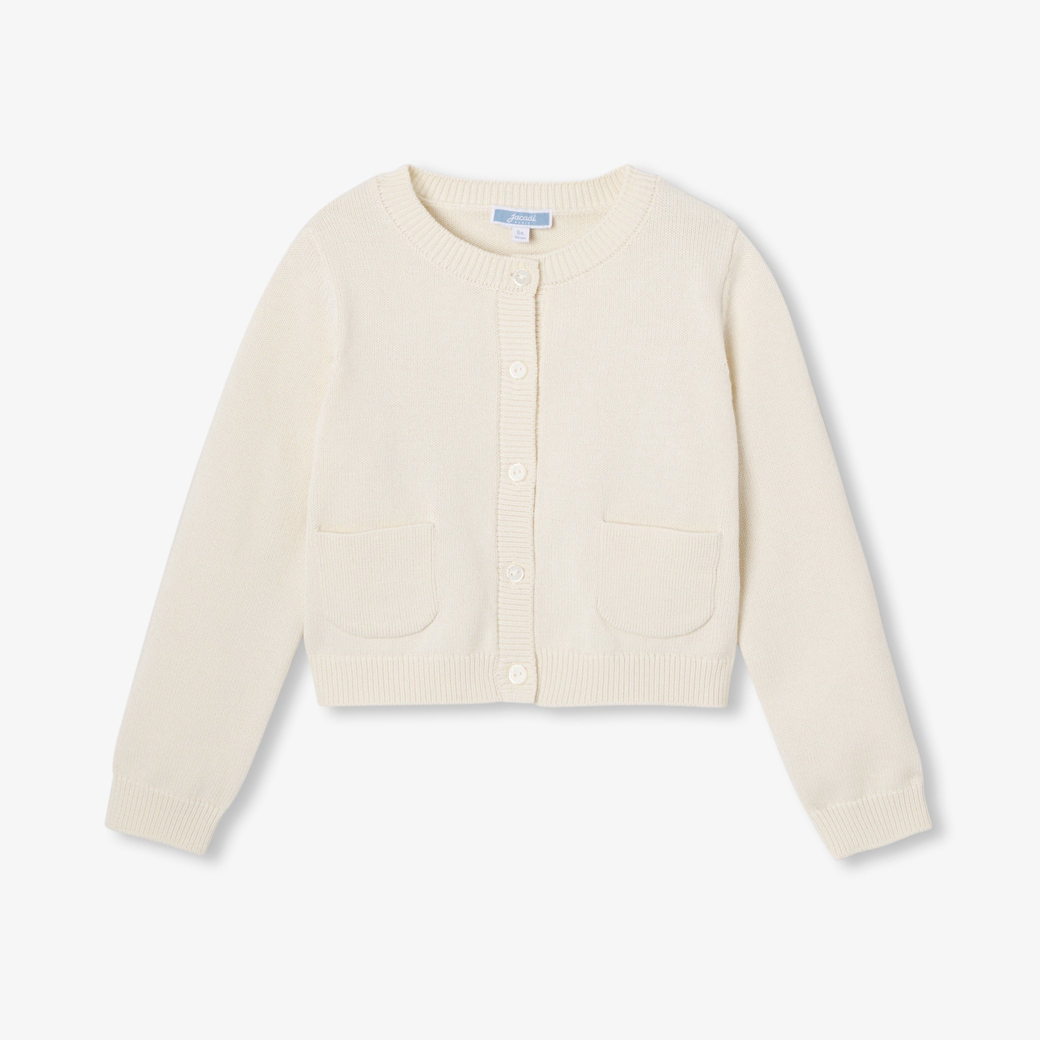Girl cotton jersey cardigan - creme