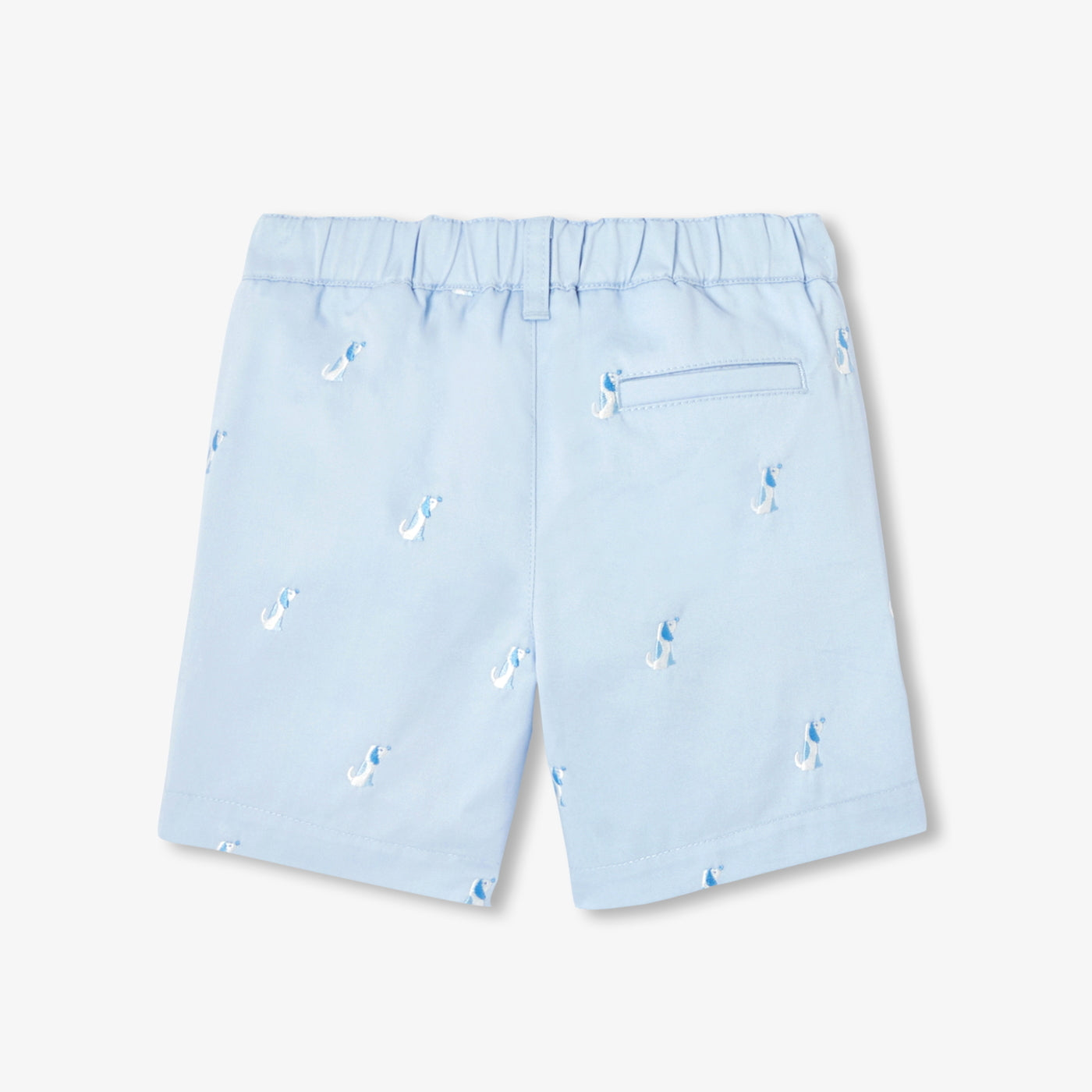 Baby boy twill shorts with small dog embroidery