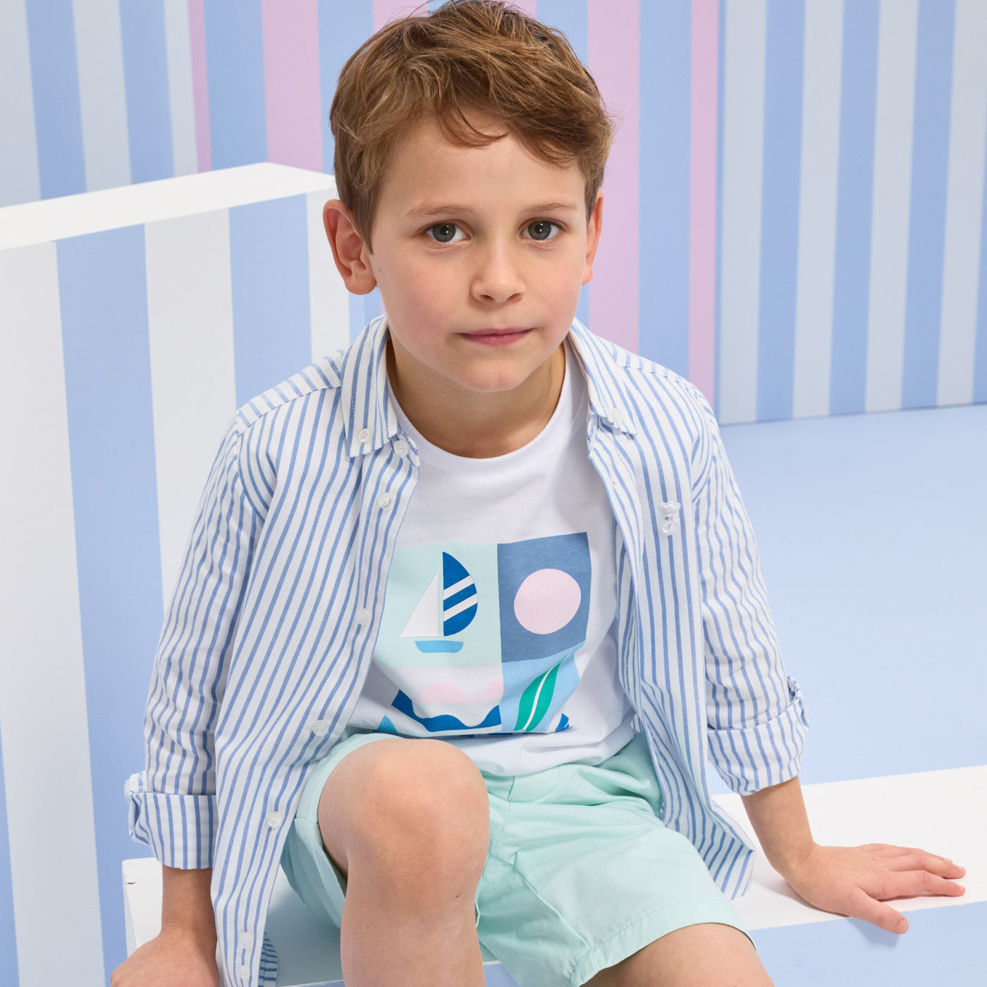 Boy cotton twill Bermuda shorts
