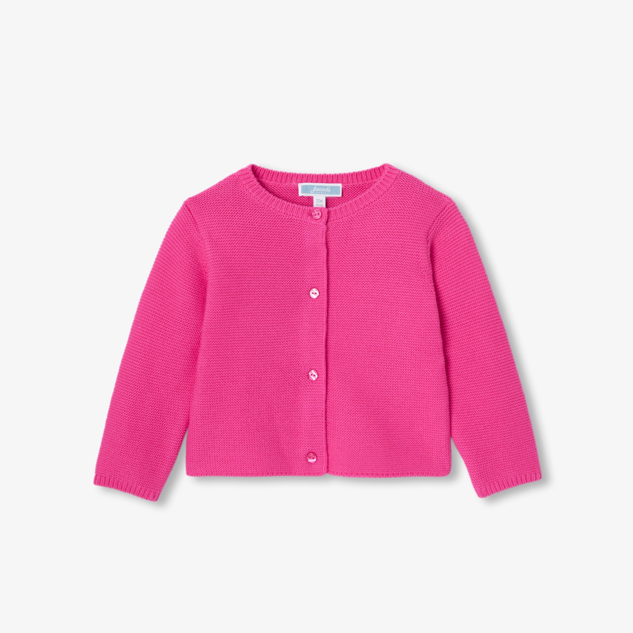 Baby girl cardigan in garter stitch