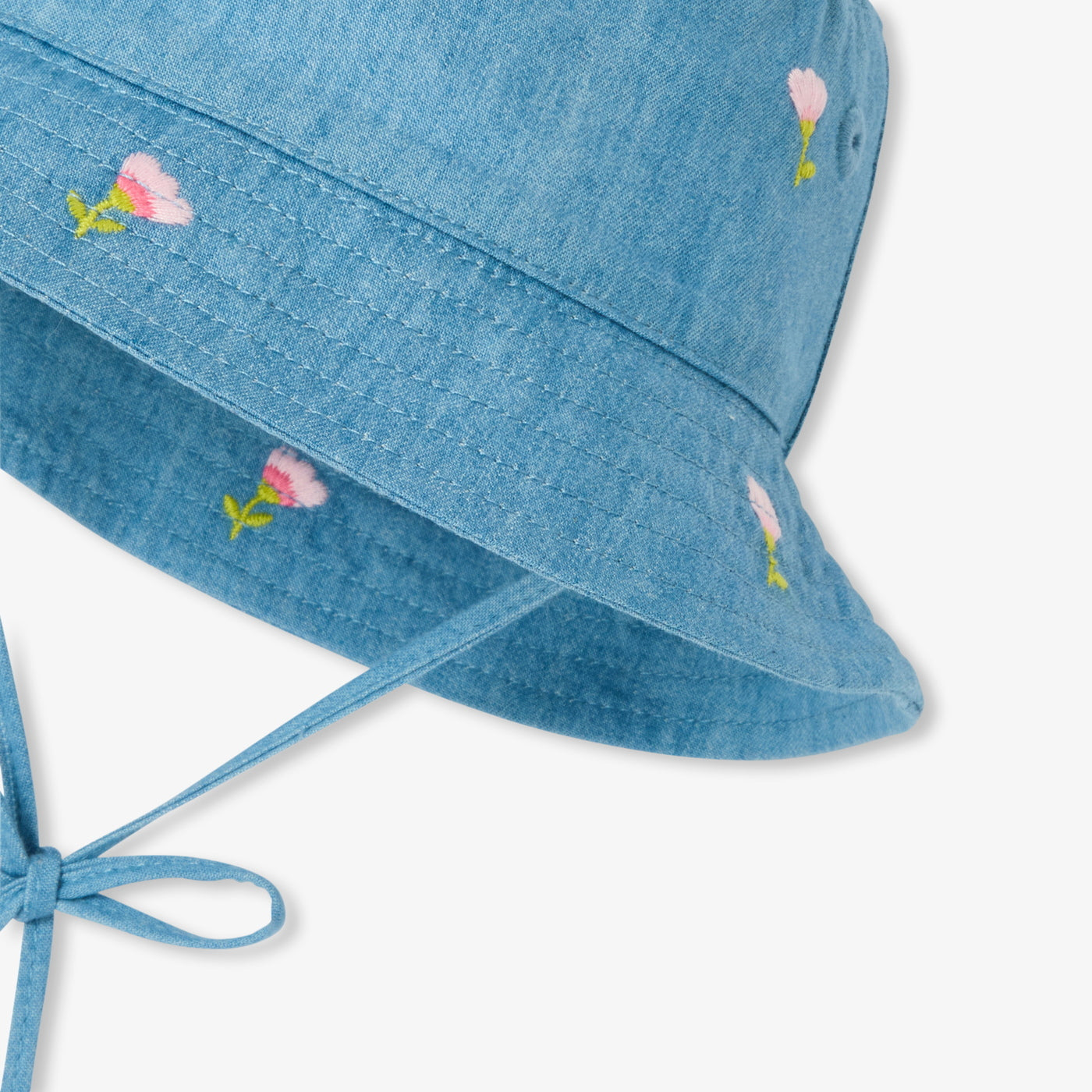 Baby girl denim bob with embroidered flowers
