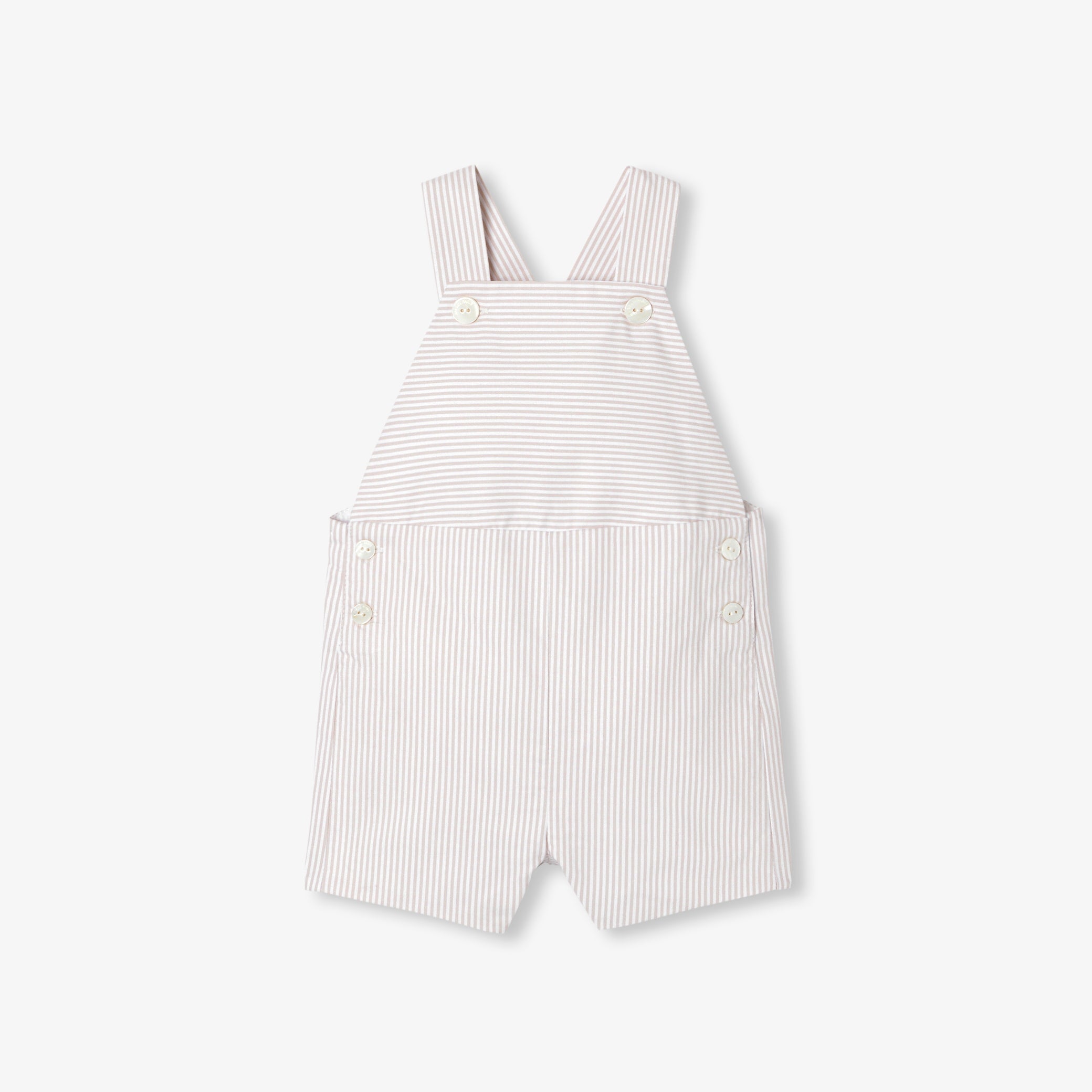Baby boy striped twill dungaree shorts - blanc/beige