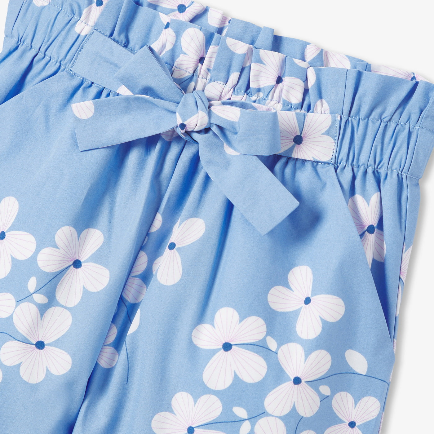 Girls wide-leg printed poplin trousers