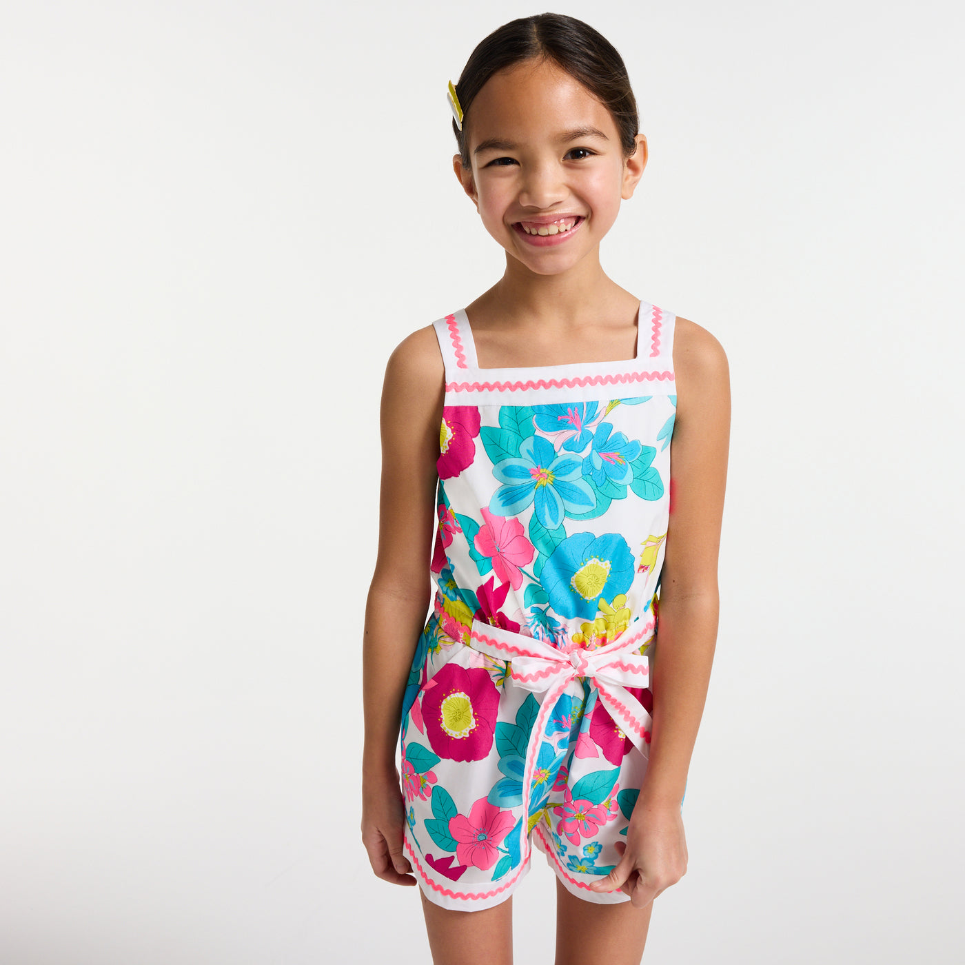 Girl floral poplin jumpsuit