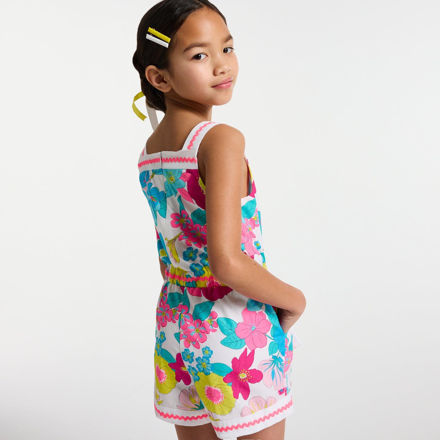 Girl floral poplin jumpsuit