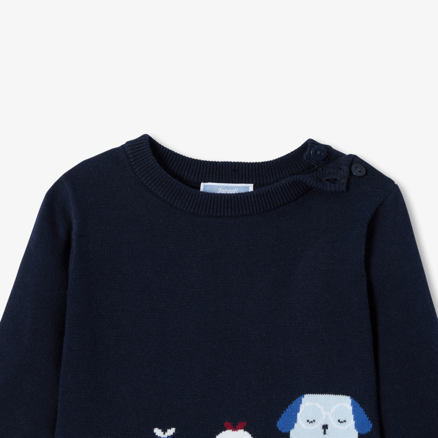 Baby cotton intarsia animal jumper