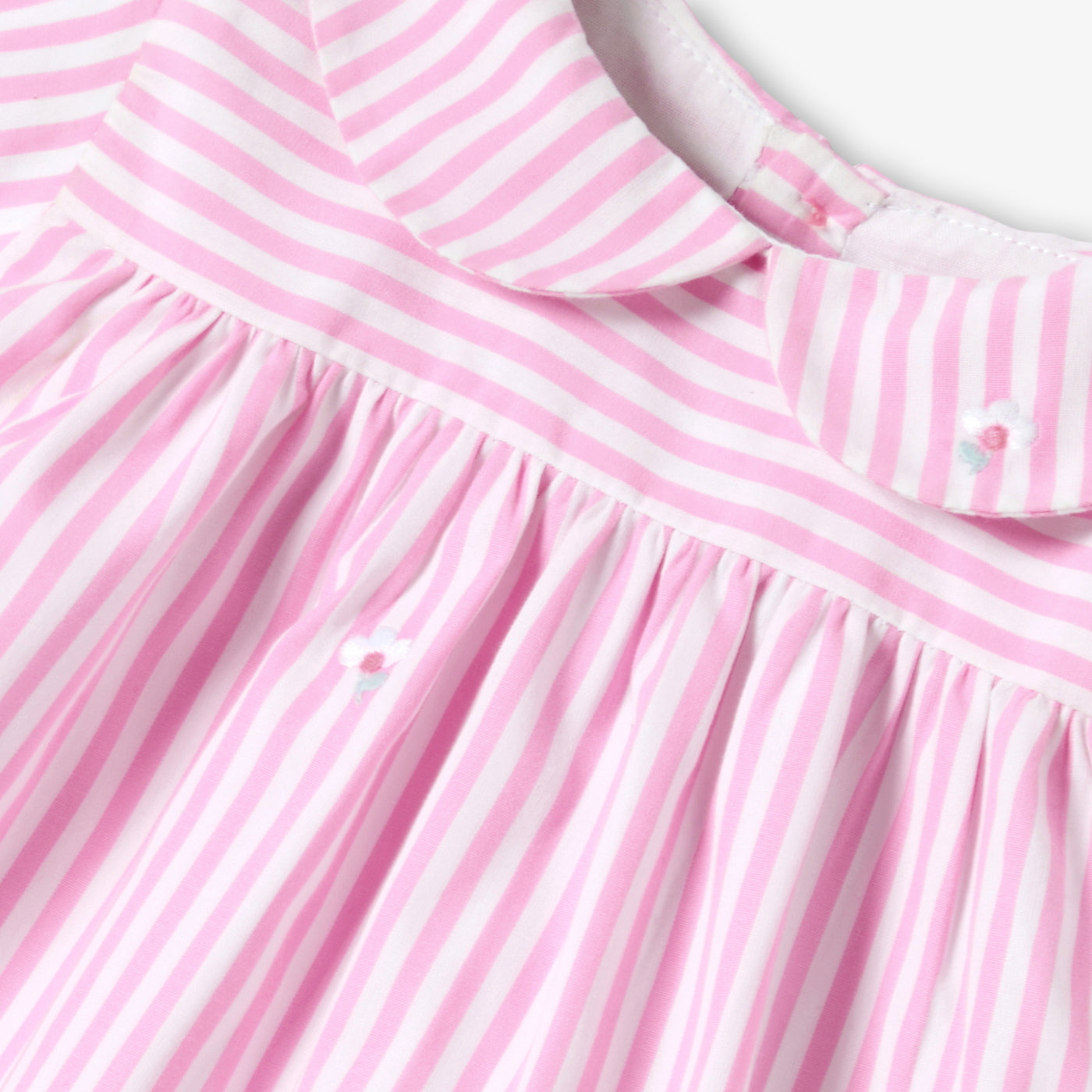 Baby girl short-sleeved striped poplin dress