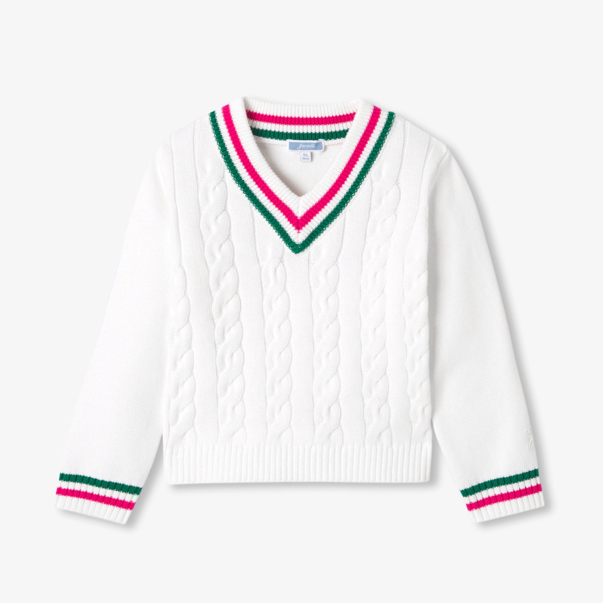 Girl cable-knit V-neck jumper