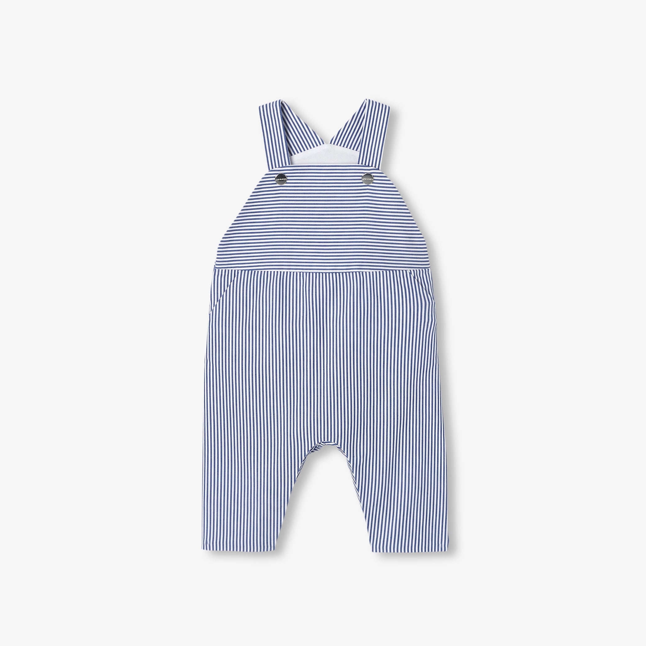 Baby boy striped twill overalls
