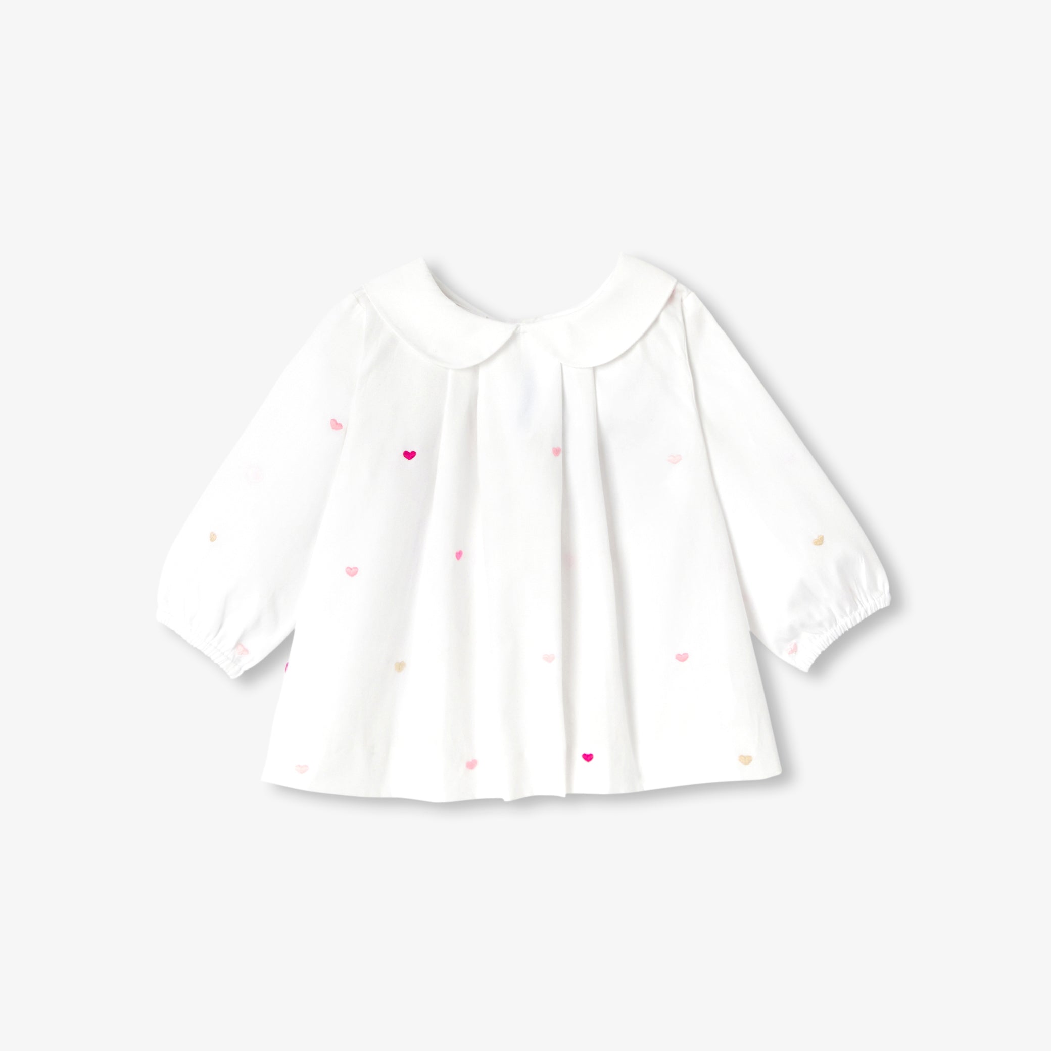 Baby girl heart-embroidered poplin blouse