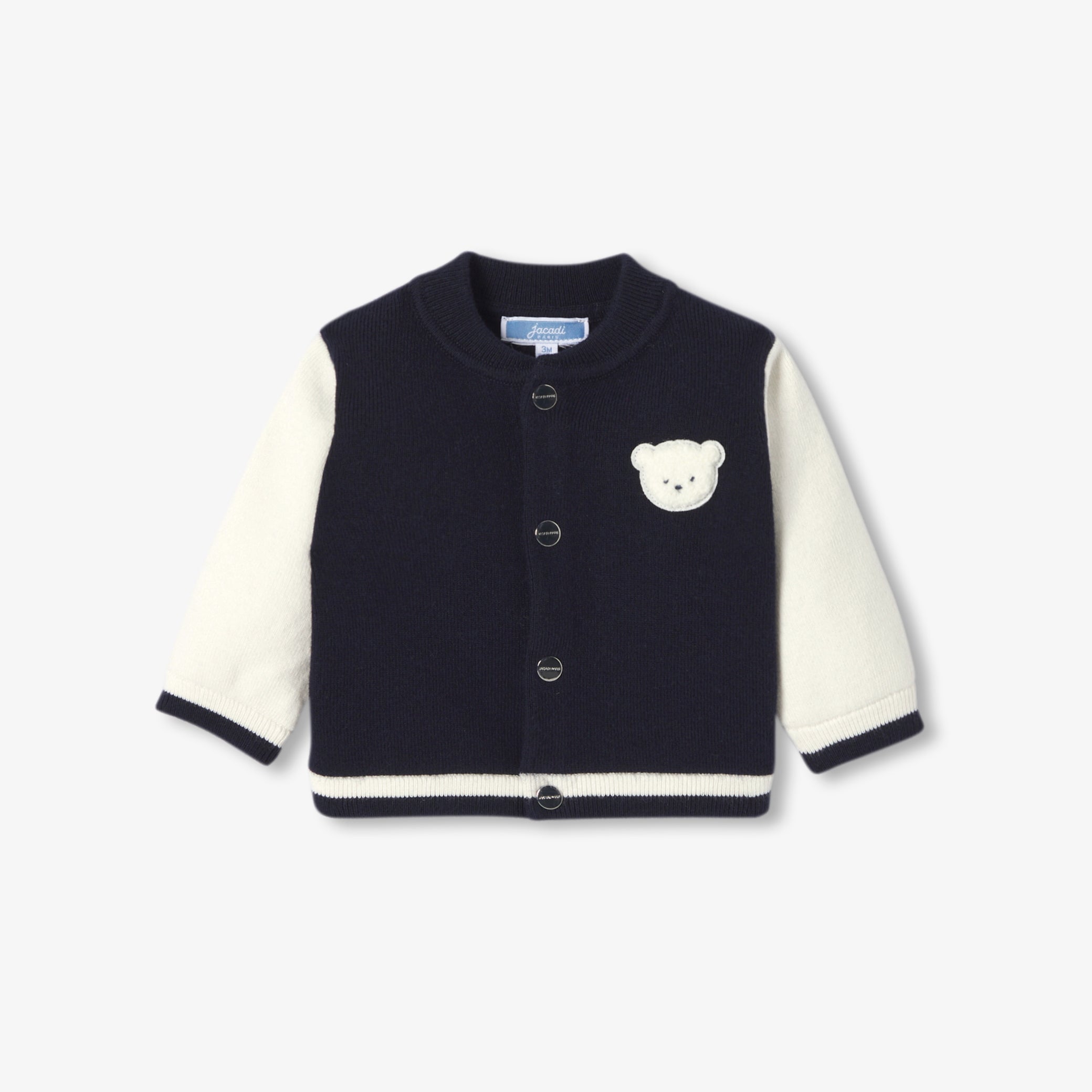 Baby boy varsity-style knitted cardigan