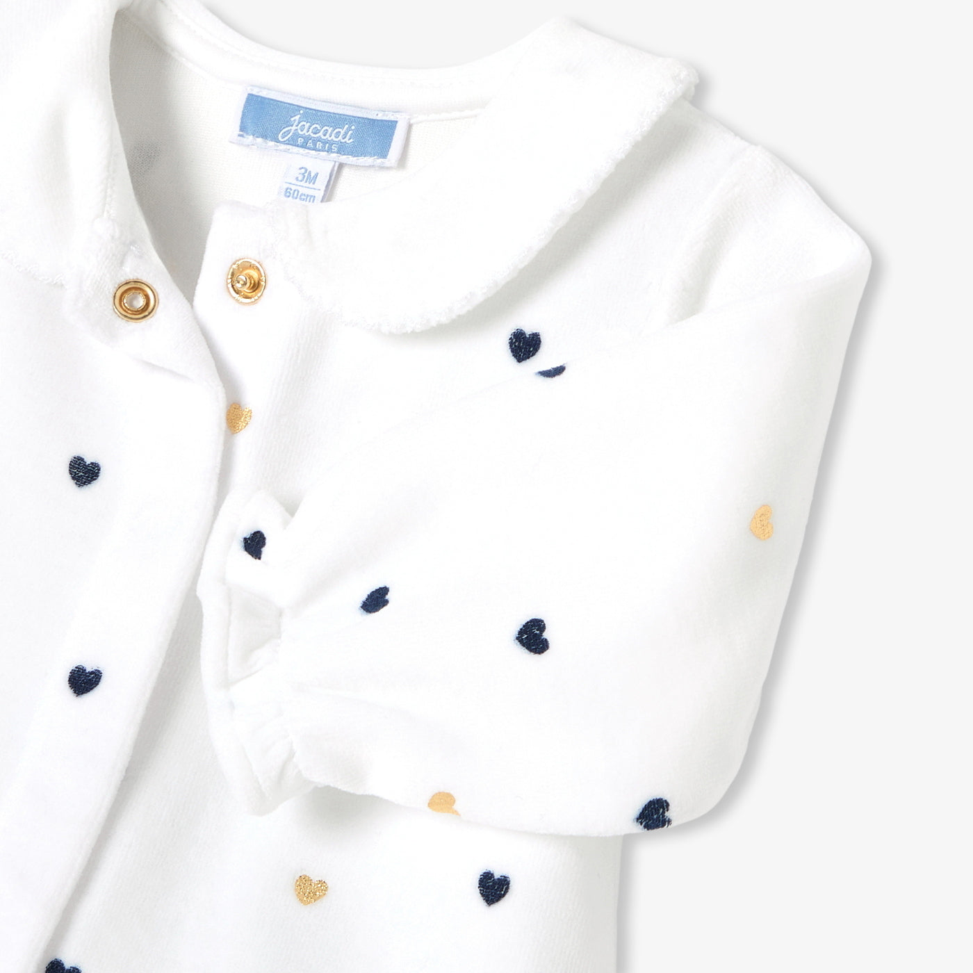 Baby girl velvet pyjamas with Peter Pan collar