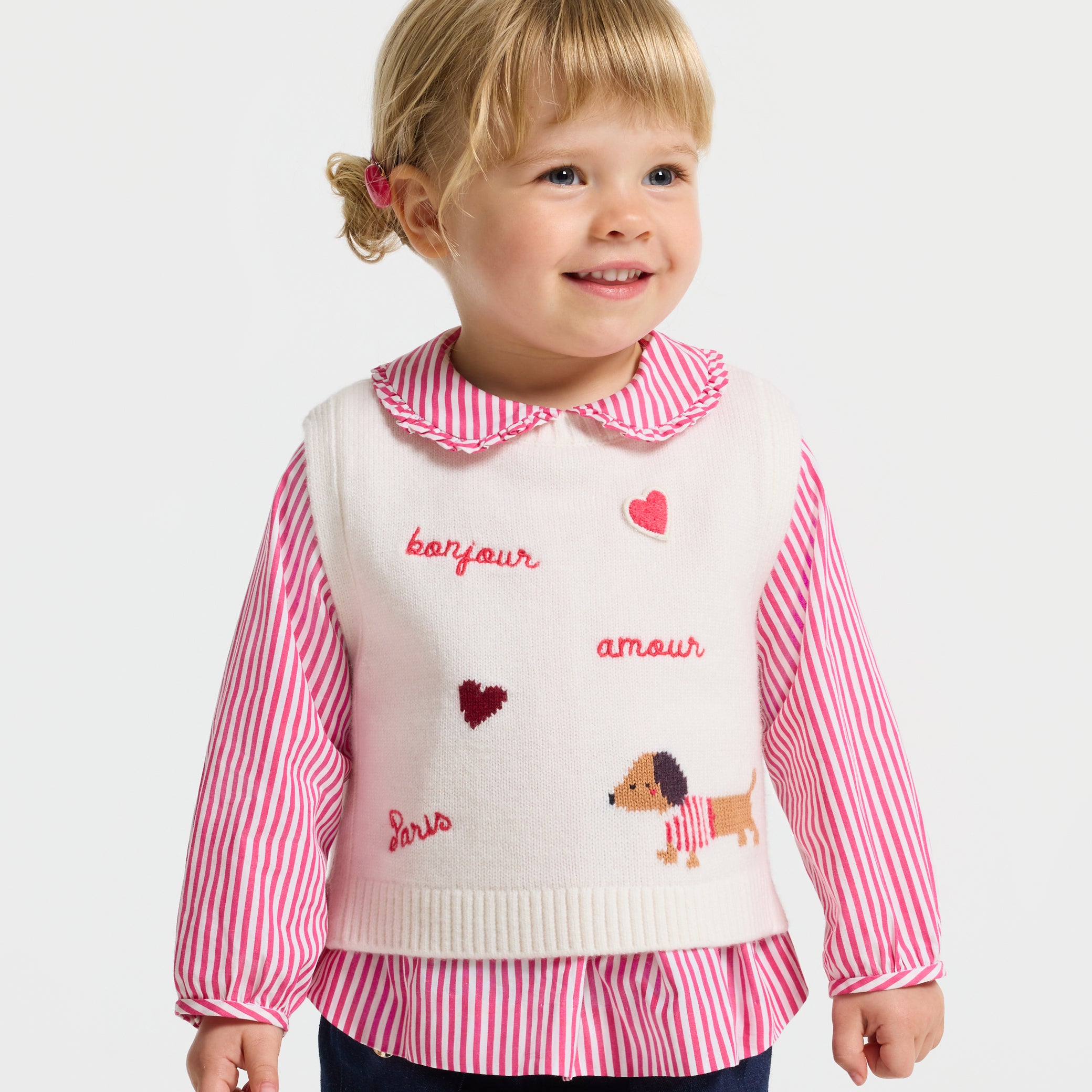 Baby girl sleeveless knit jumper