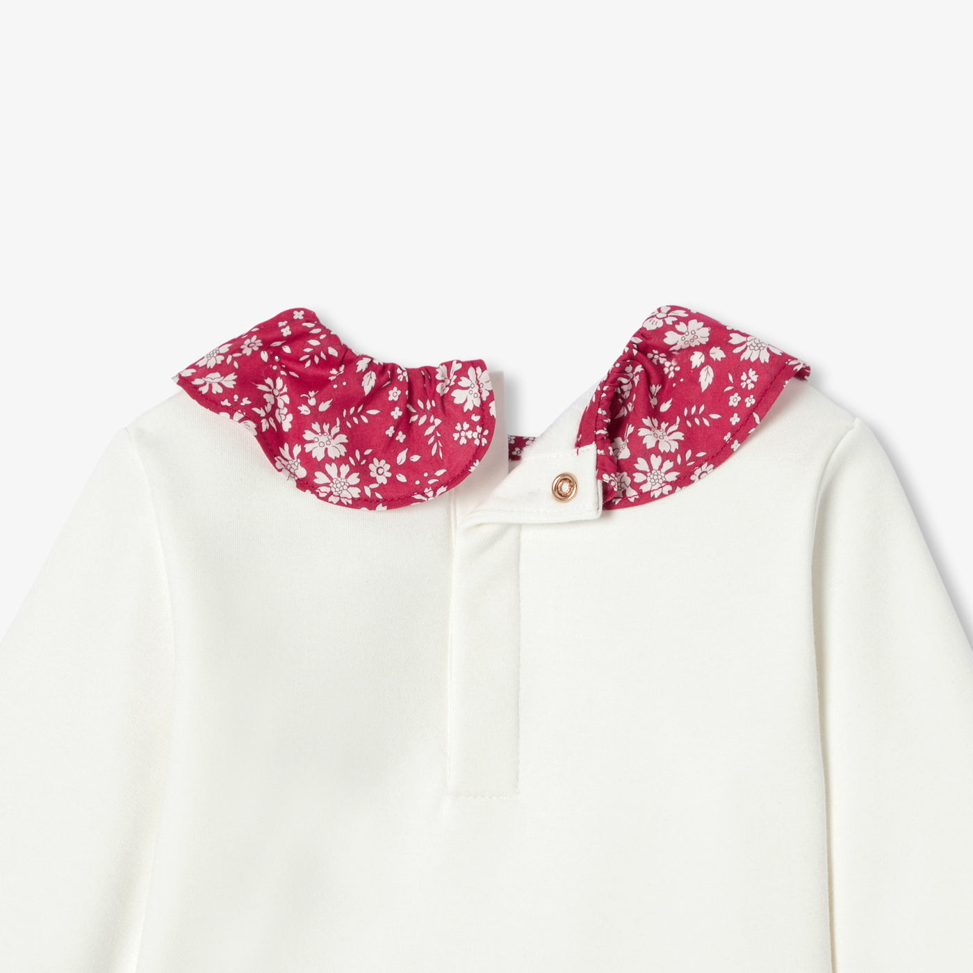 Baby girl sweatshirt with Liberty fabric collar