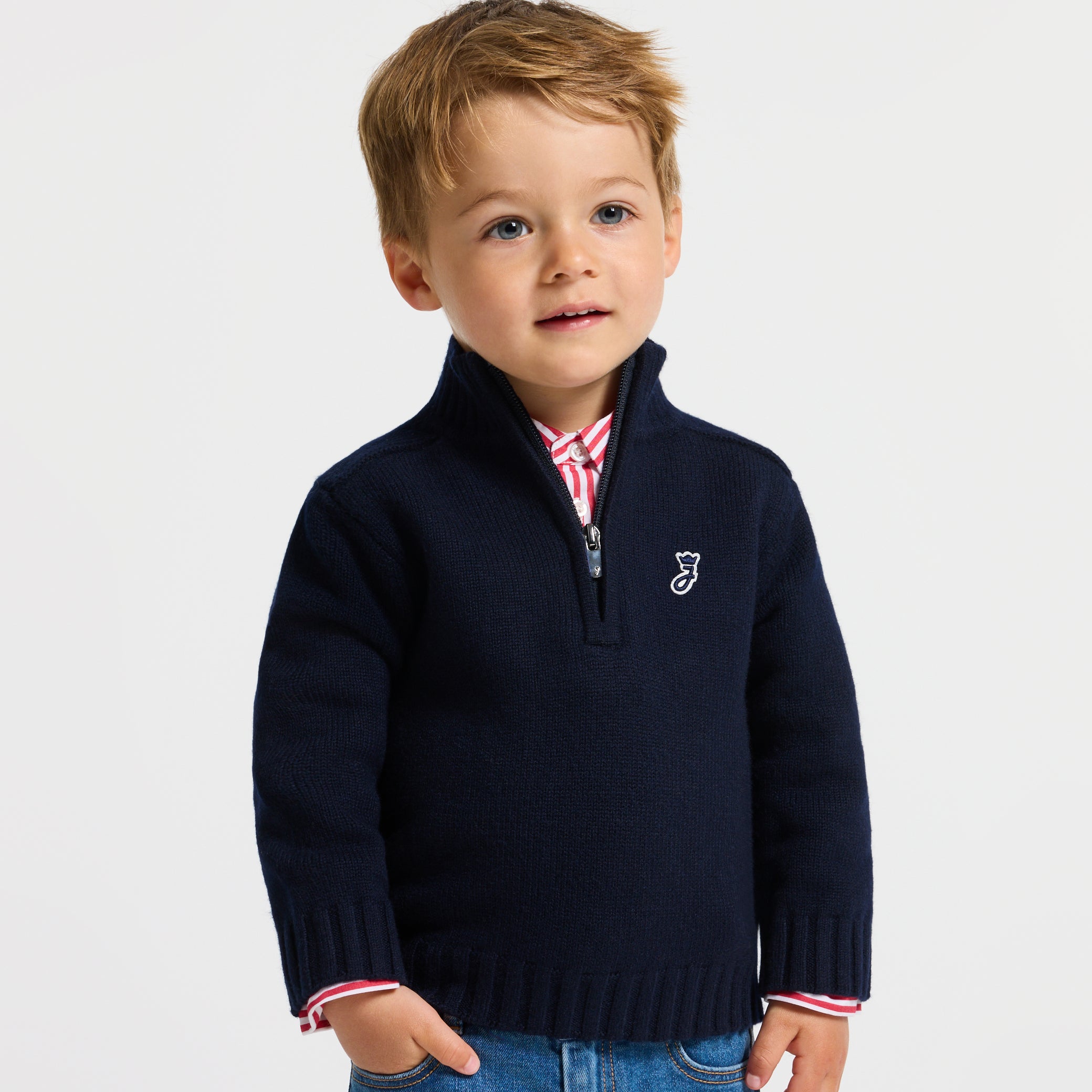 Baby boy trucker collar jumper