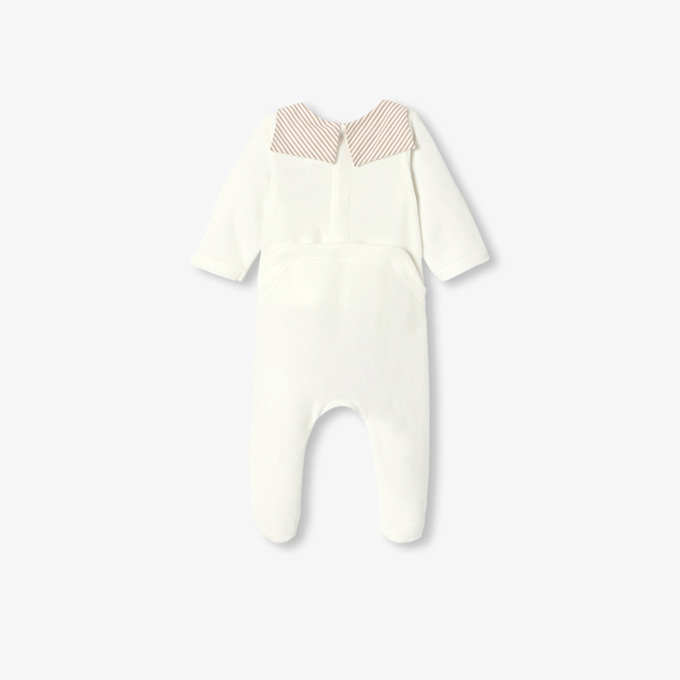 Baby velvet pyjamas with striped collar