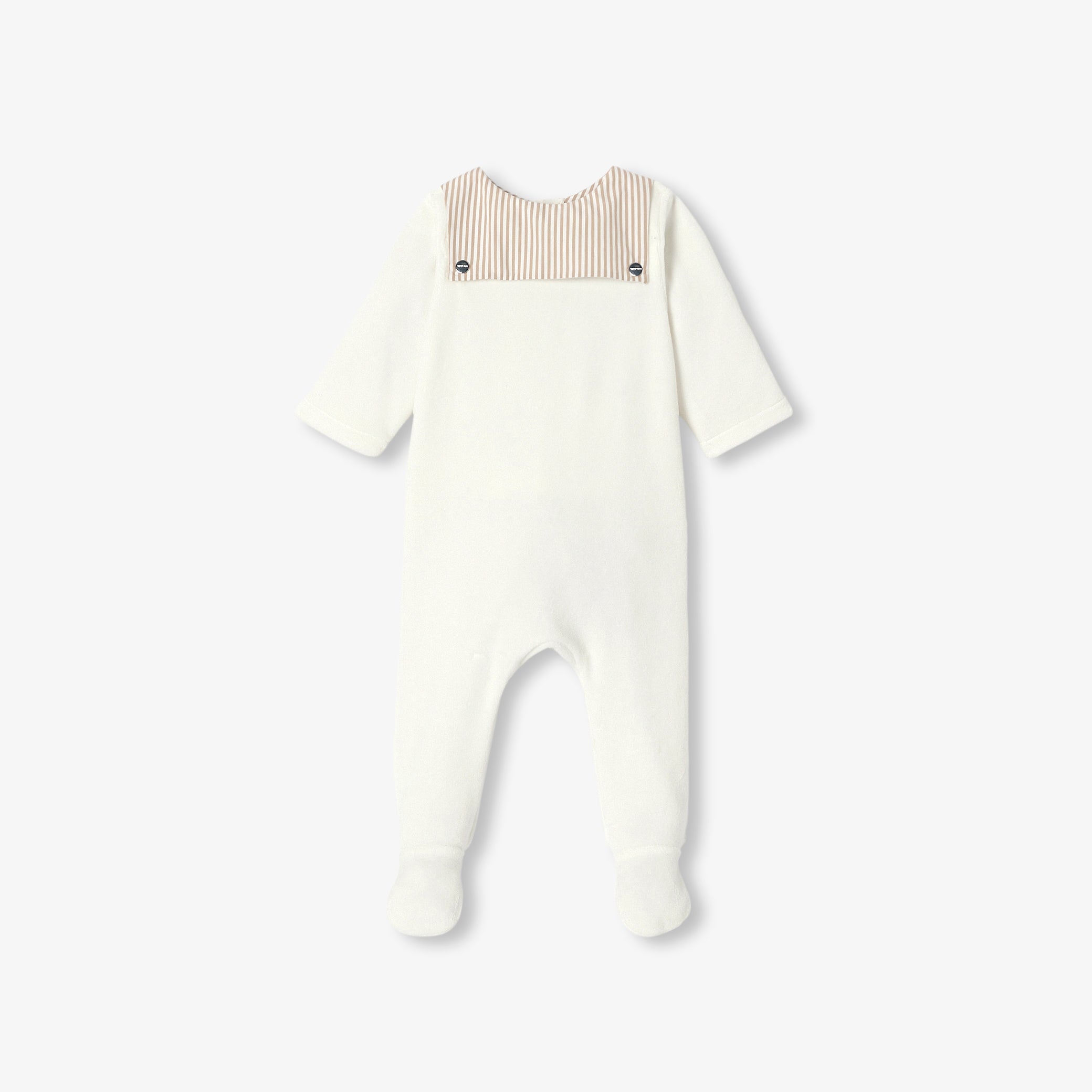 Baby velvet pyjamas with striped collar