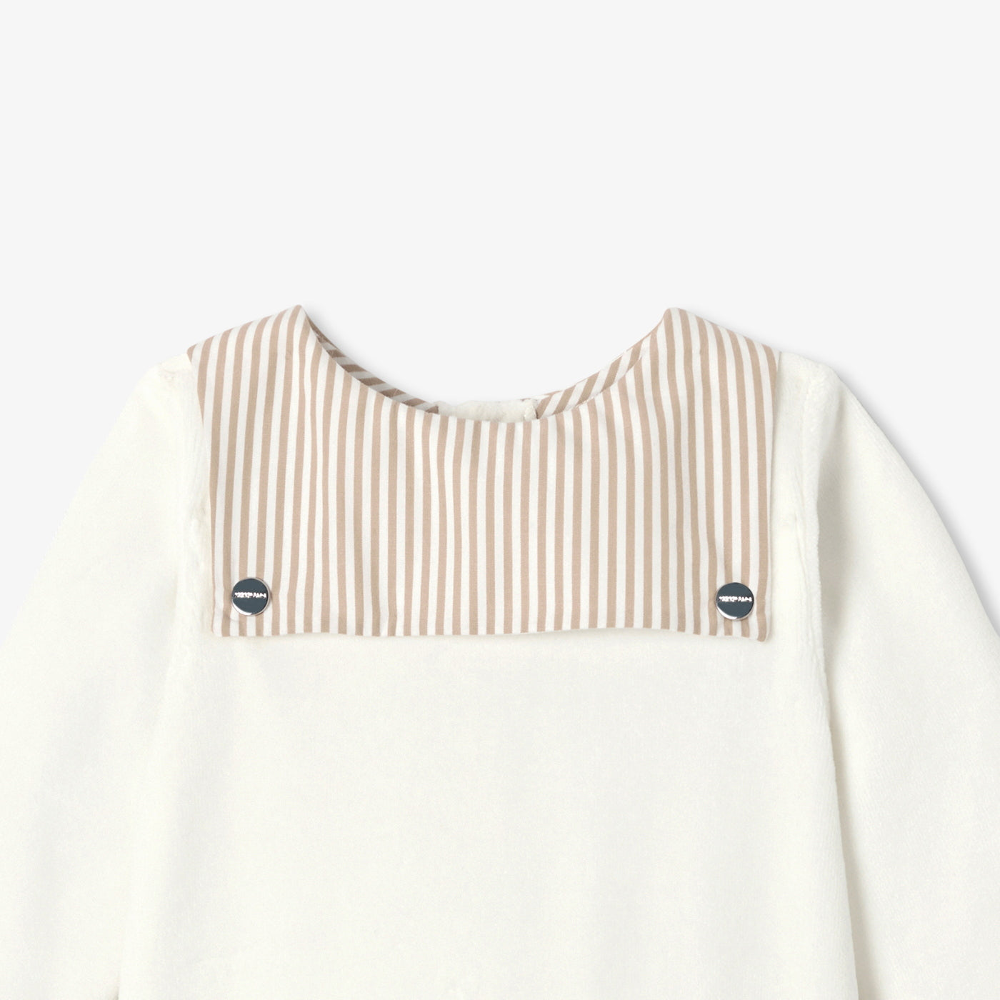 Baby velvet pyjamas with striped collar