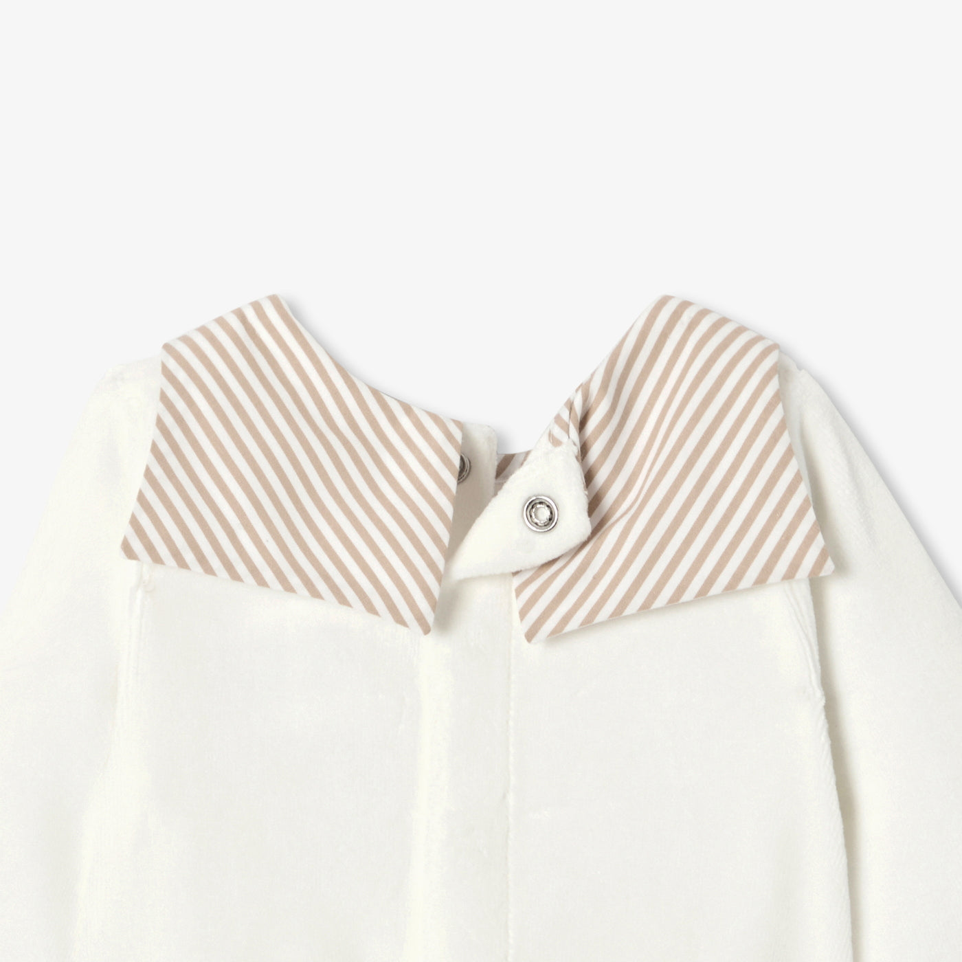 Baby velvet pyjamas with striped collar