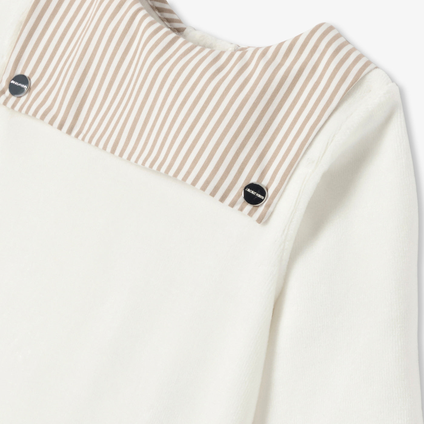 Baby velvet pyjamas with striped collar
