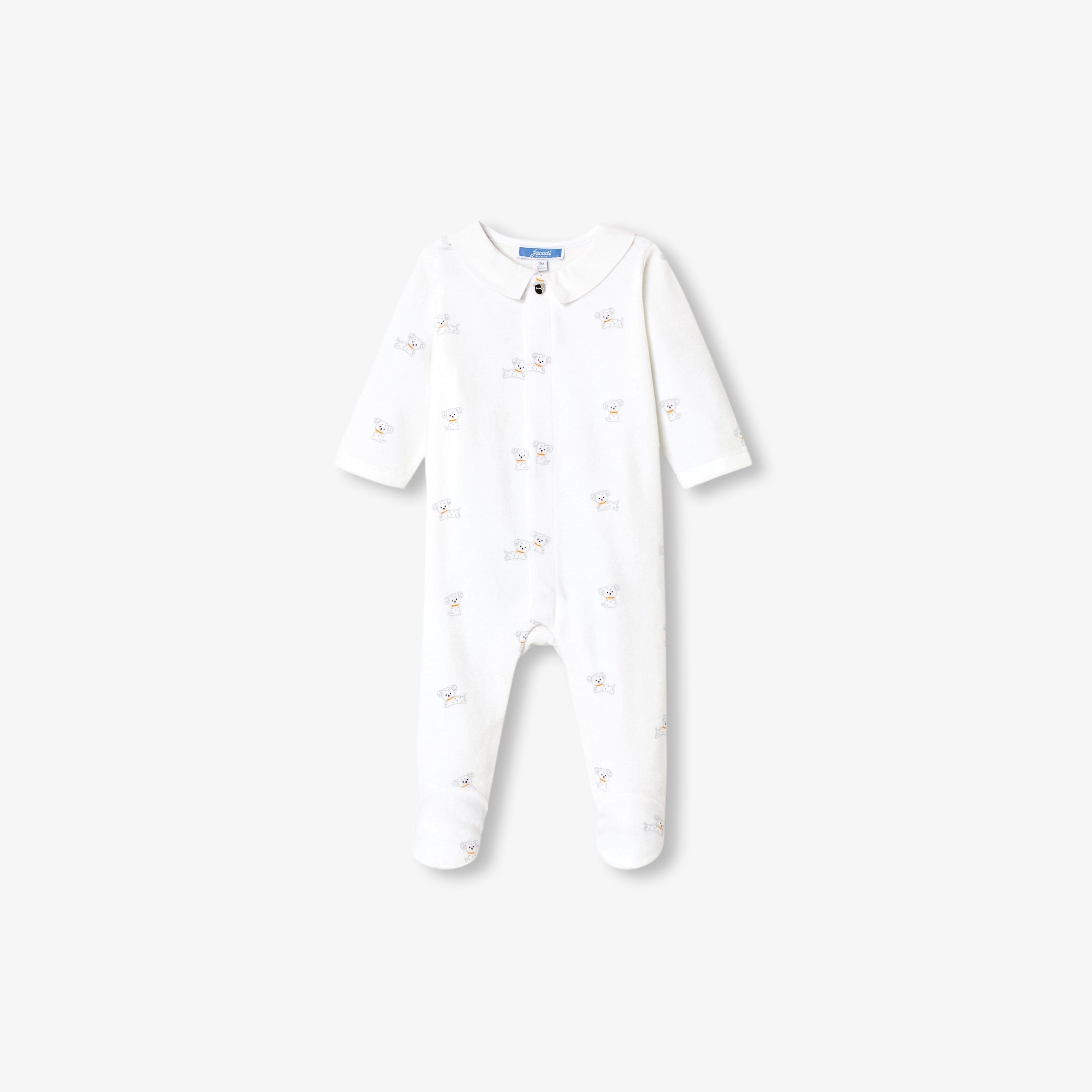 Baby velvet pyjamas with a dog motif