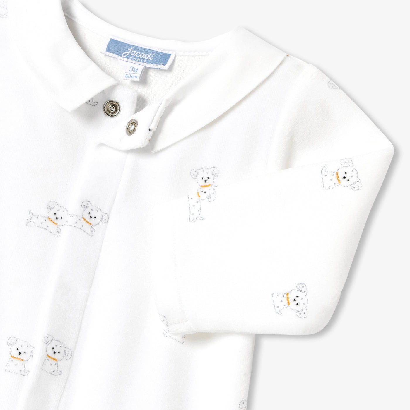 Baby velvet pyjamas with a dog motif