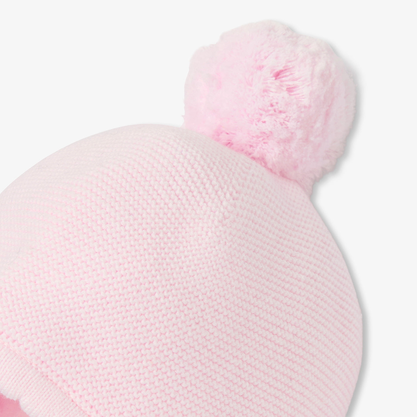Baby girl garter stitch beanie with microfleece lining