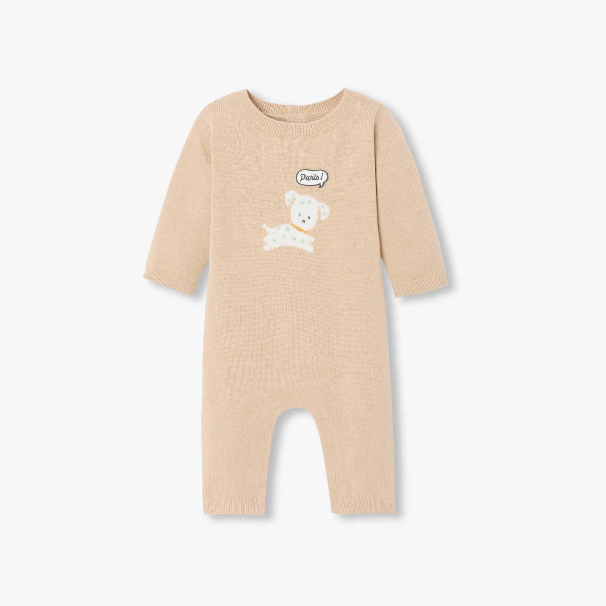 Baby dog intarsia knit jumpsuit