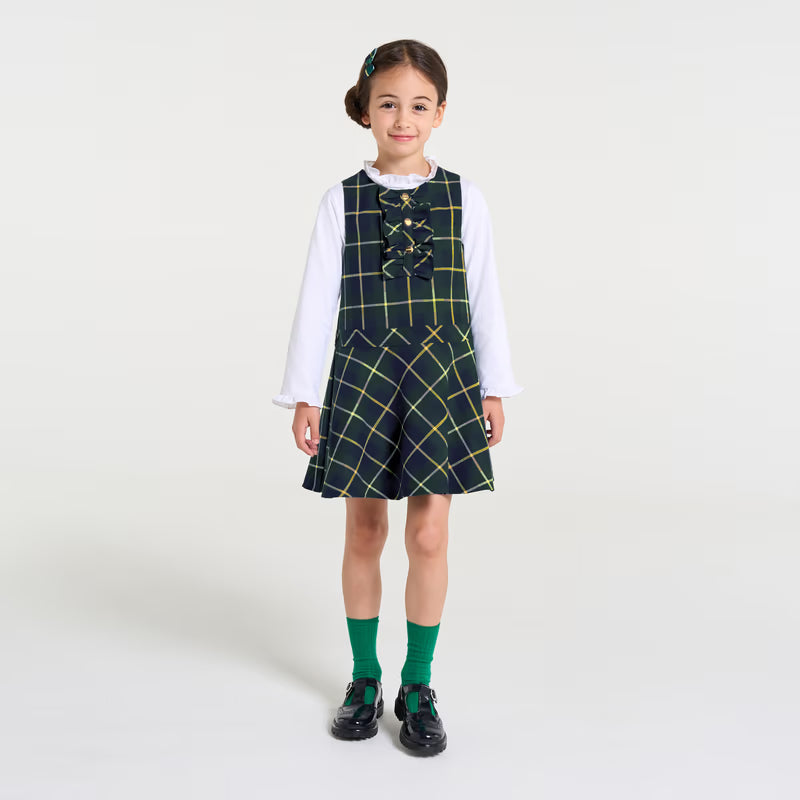 Girl pinafore dress in flannel