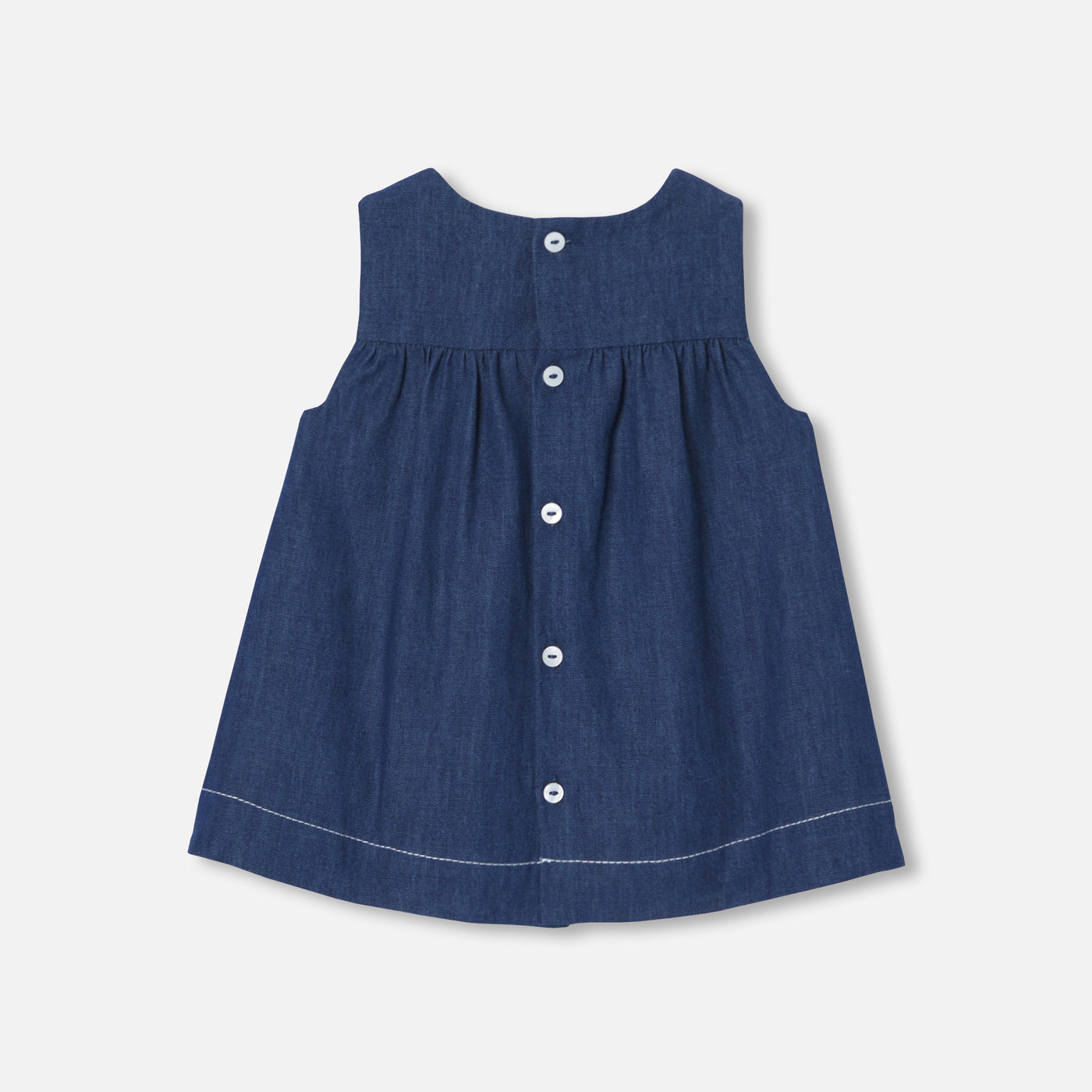 Baby girl pinafore dress in lightweight denim