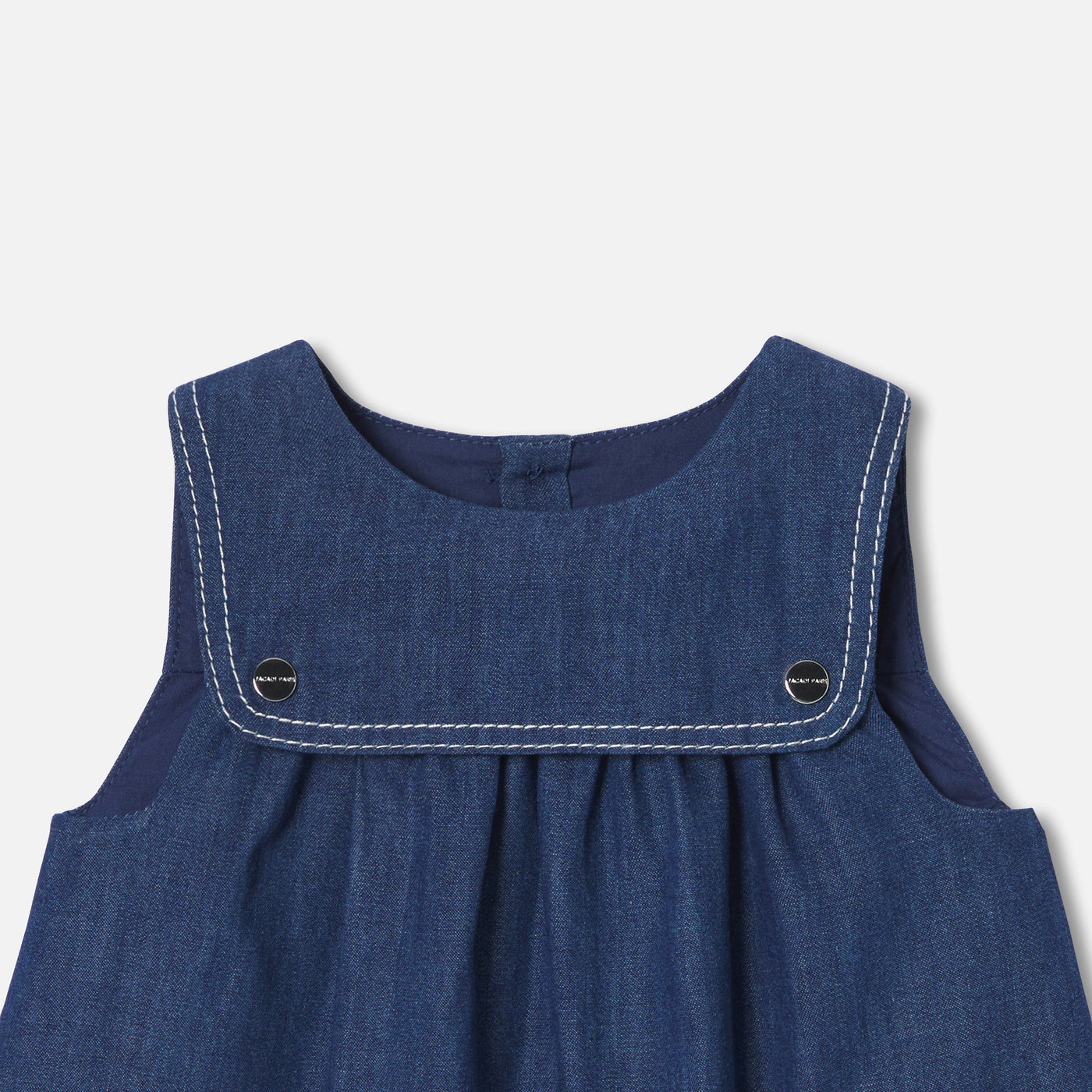 Baby girl pinafore dress in lightweight denim