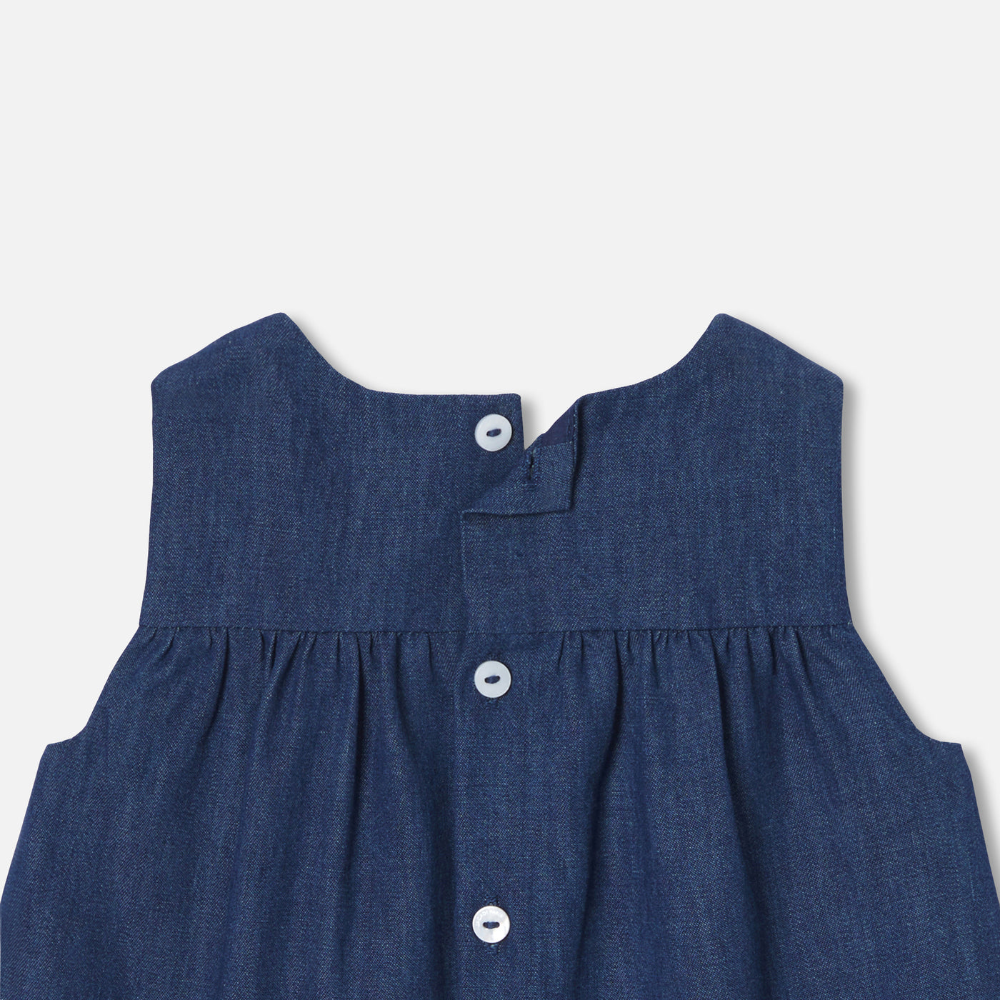Baby girl pinafore dress in lightweight denim