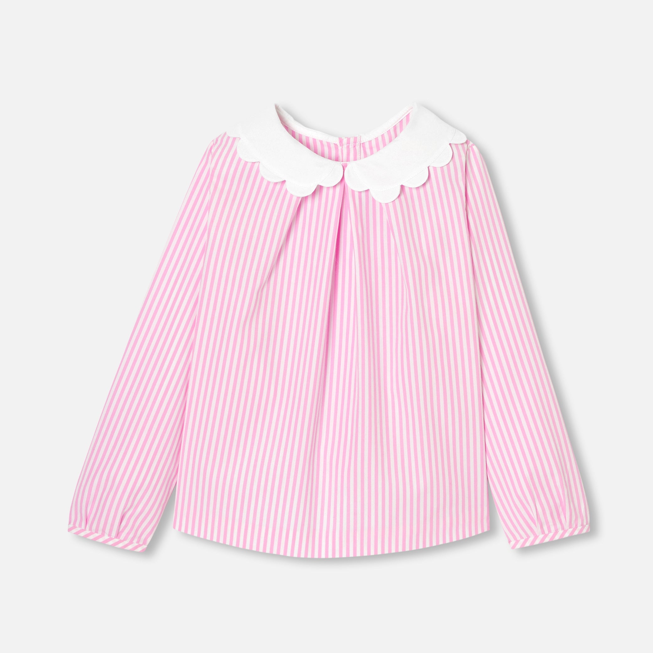 Girl blouse in striped poplin
