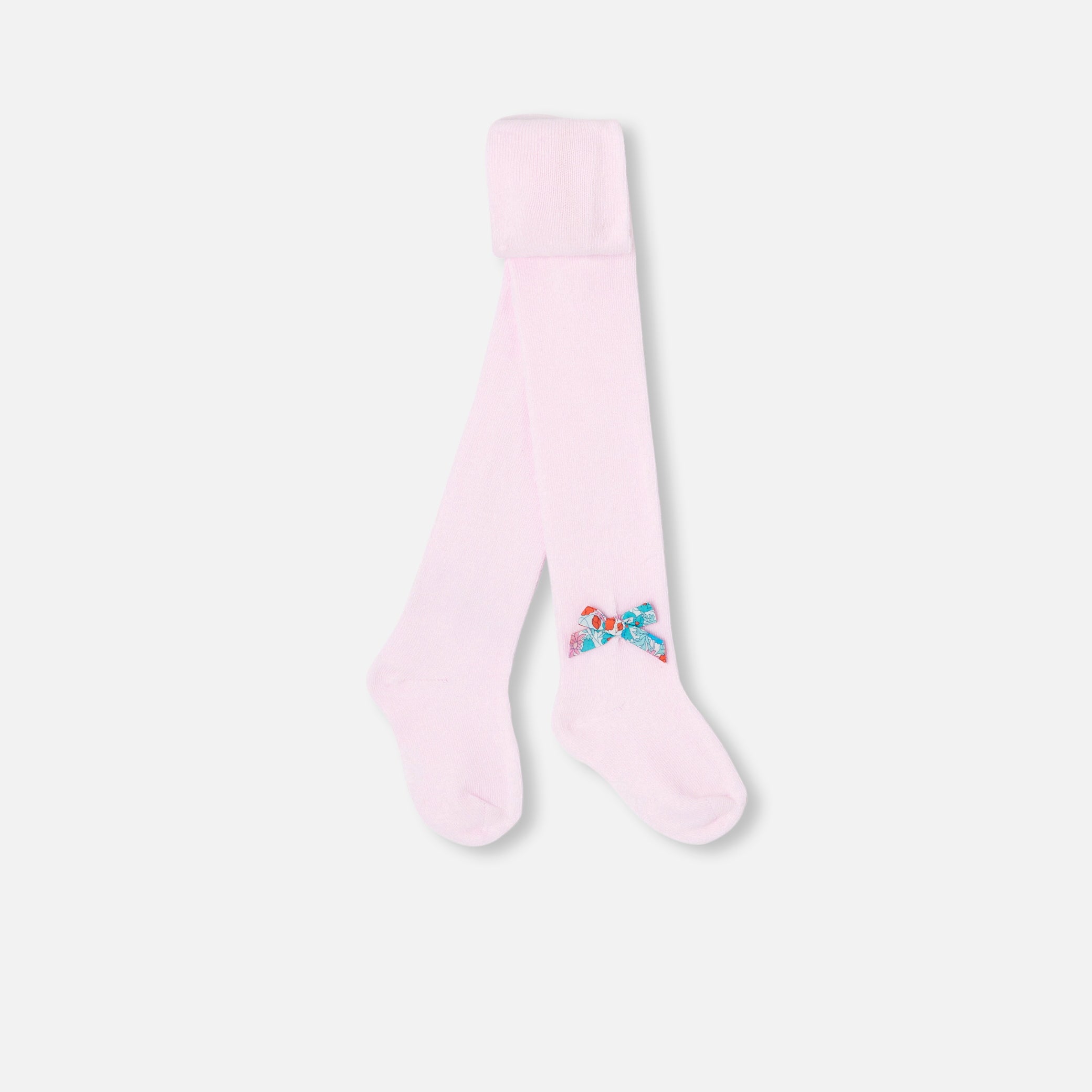 Baby girl tights with Liberty fabric bow