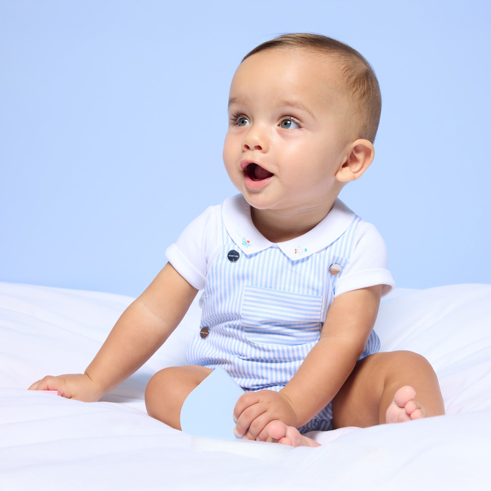 Baby boy short overalls in poplin