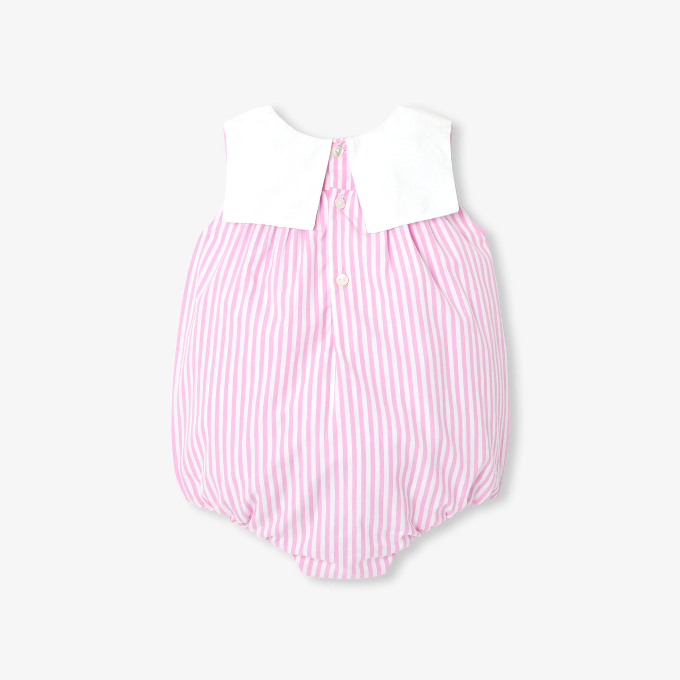 Baby girl romper in striped poplin