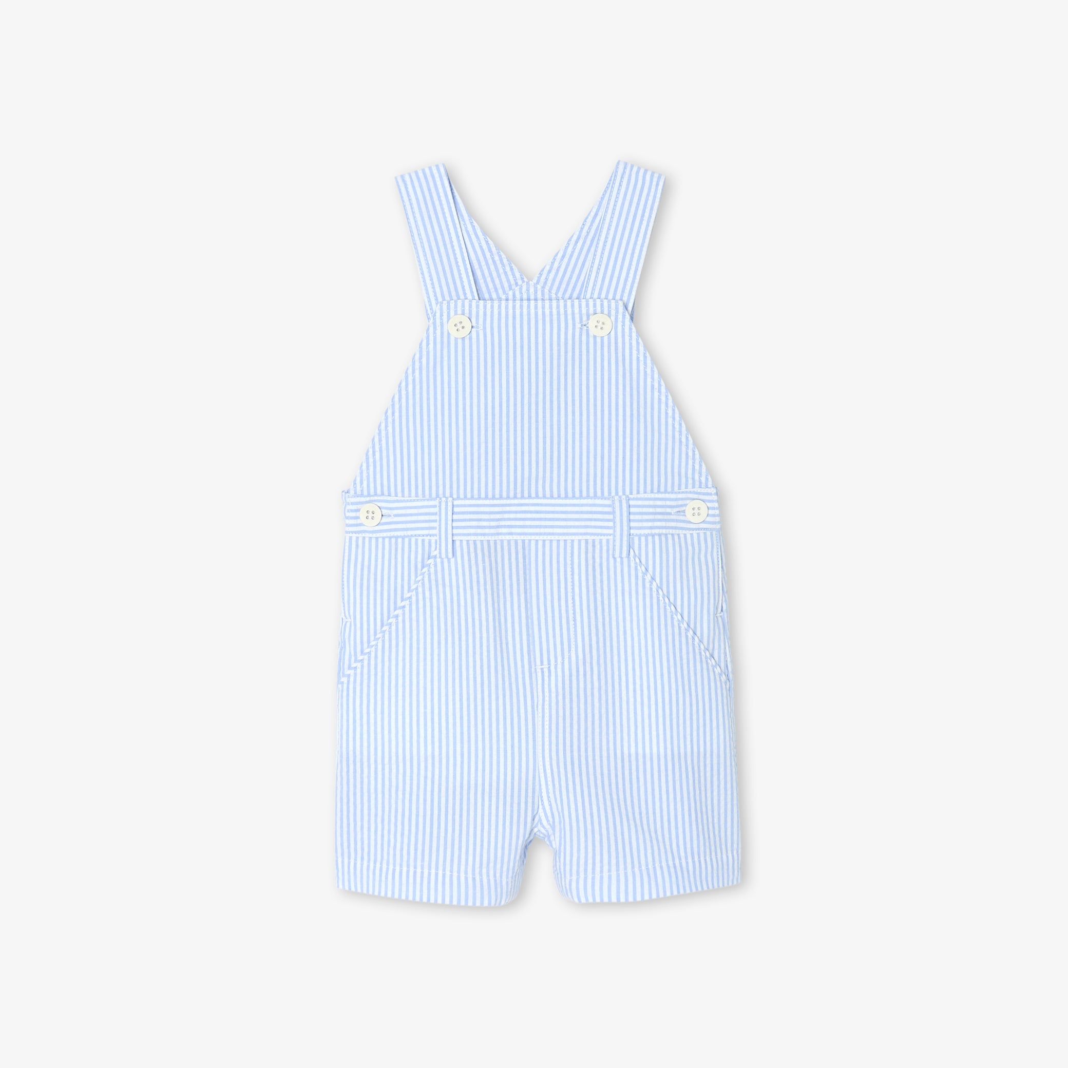 Baby boy short overalls in seersucker